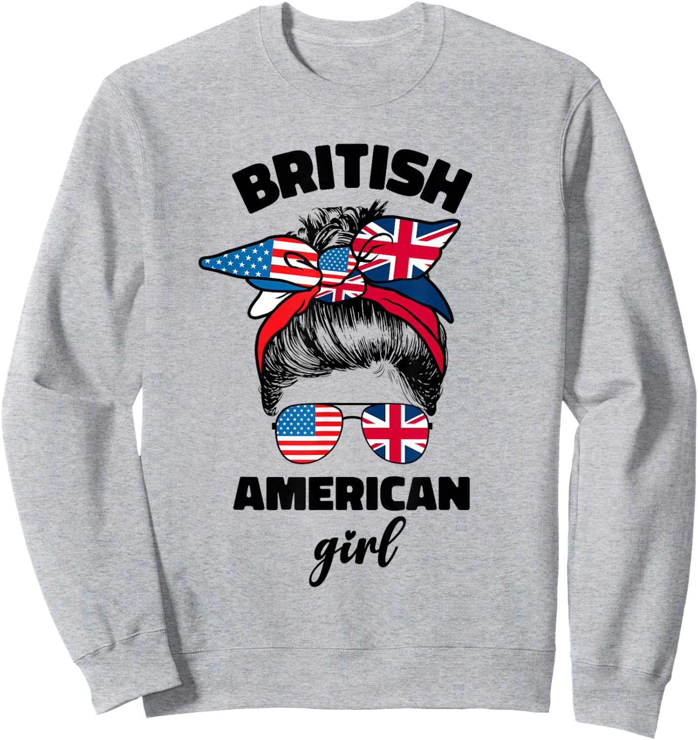 Half American British America Great Britain Uk Usa Flag Girl Sweatshirt - Sweatshirt | Ash