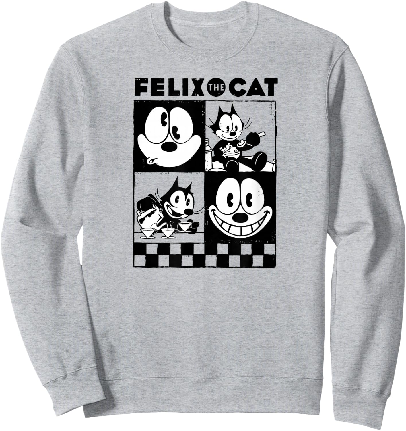 Felix the Cat Checkers Sweatshirt - Sweatshirt | Ash