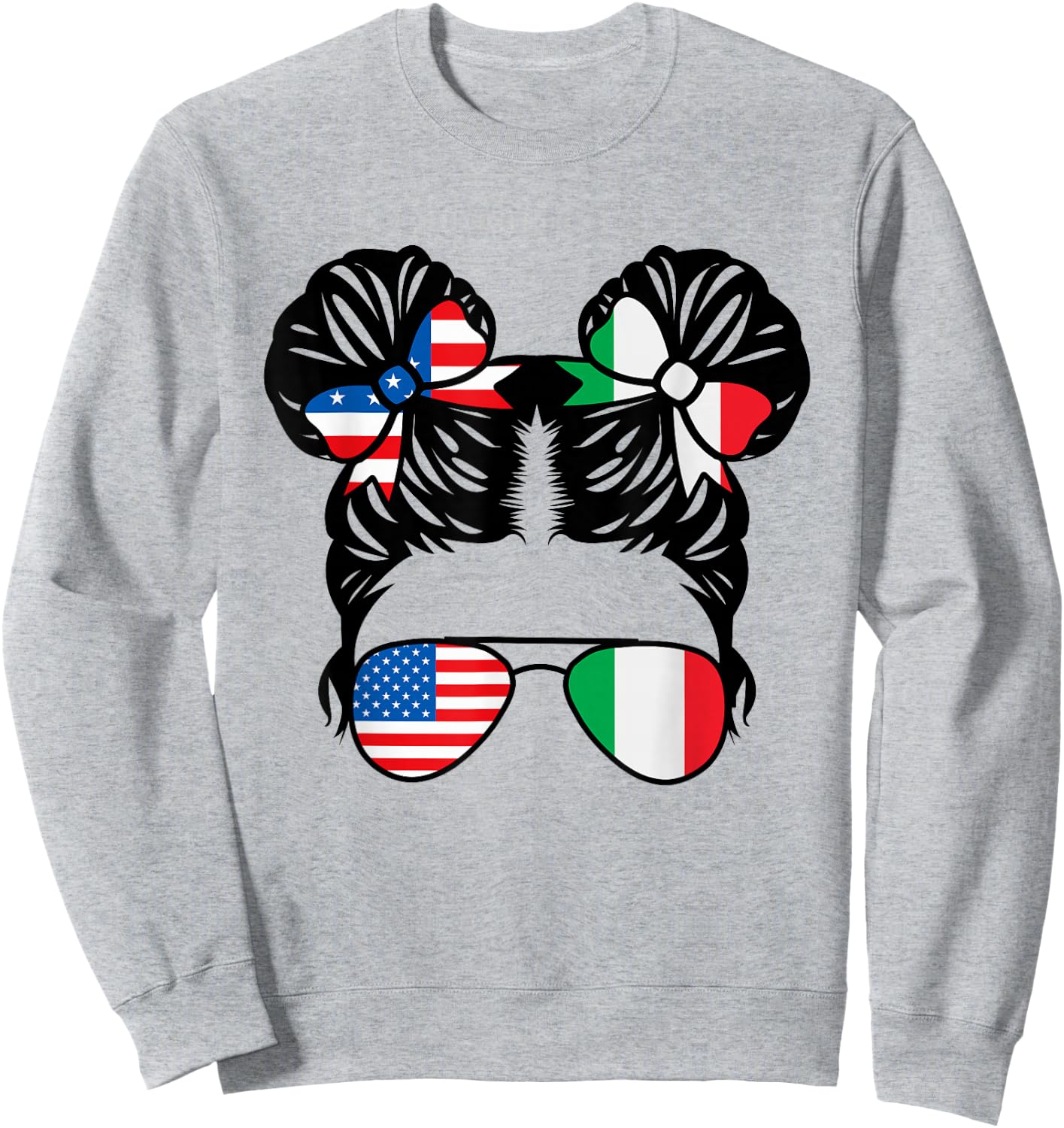 Half American Half Italian Girl USA Italy Flag Patriot Sweatshirt - Sweatshirt | Ash