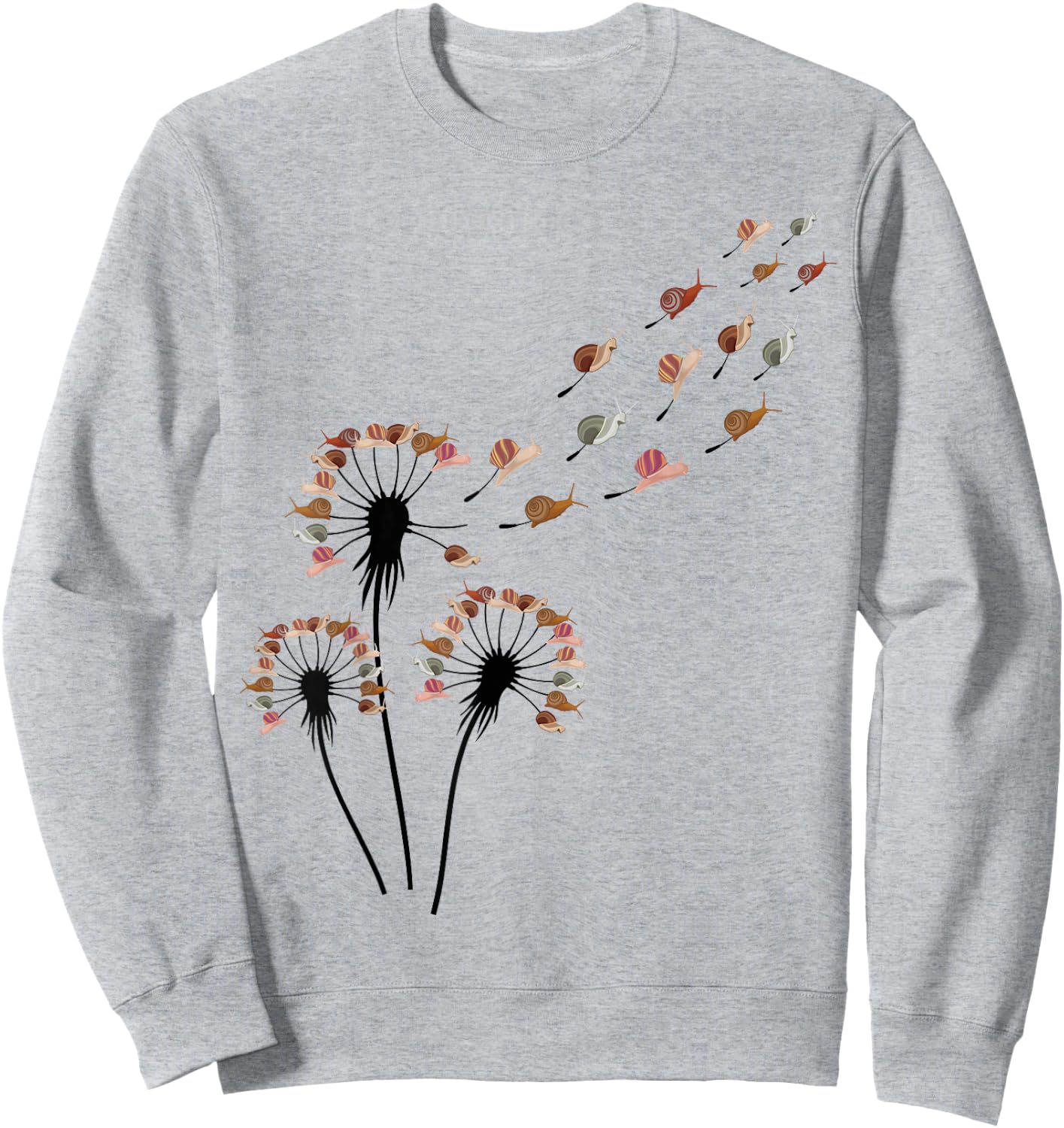 Snail Shirts -Adults Dandelion Snail , Grey, Small Sweatshirt - Sweatshirt | Ash