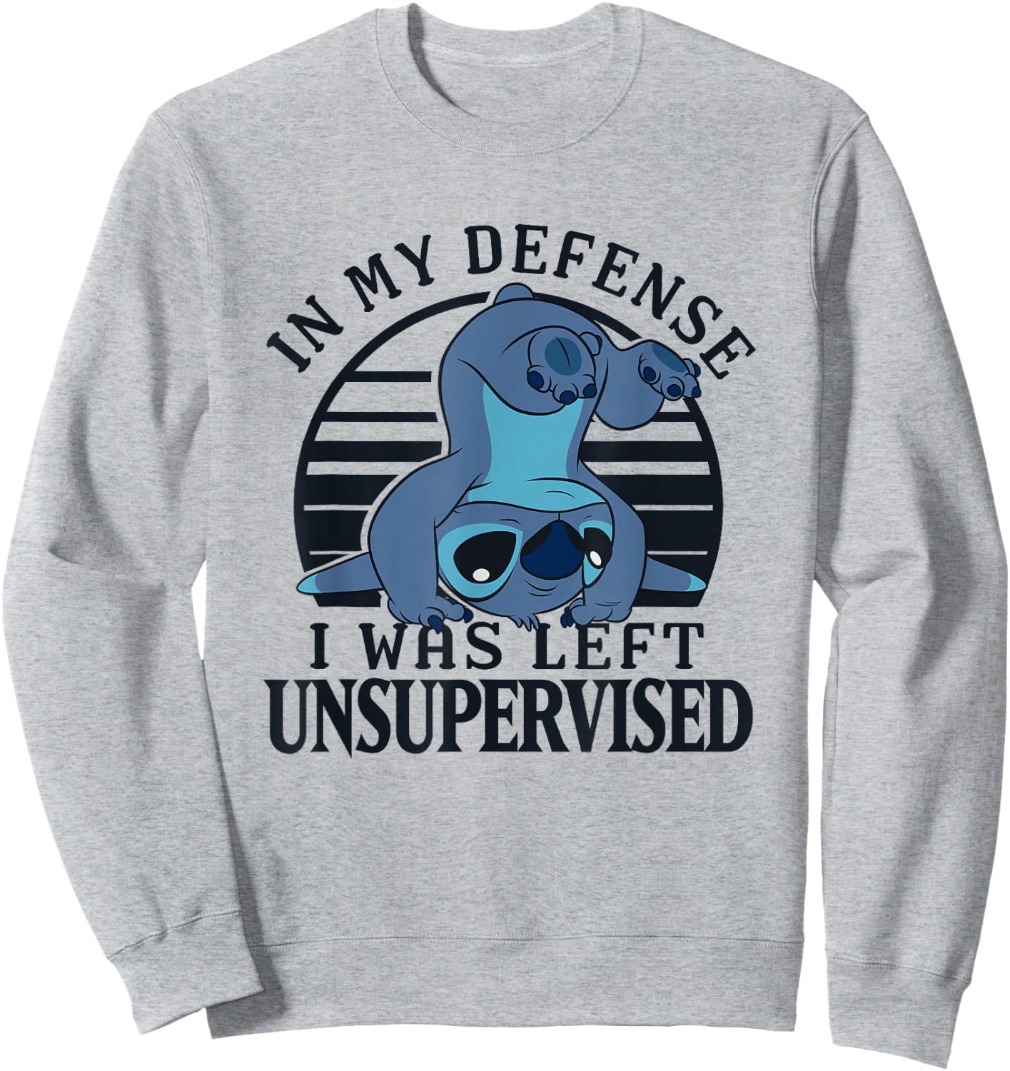 Disney Lilo & Stitch I was Left Unsupervised Retro Stripes Sweatshirt - Sweatshirt | Ash