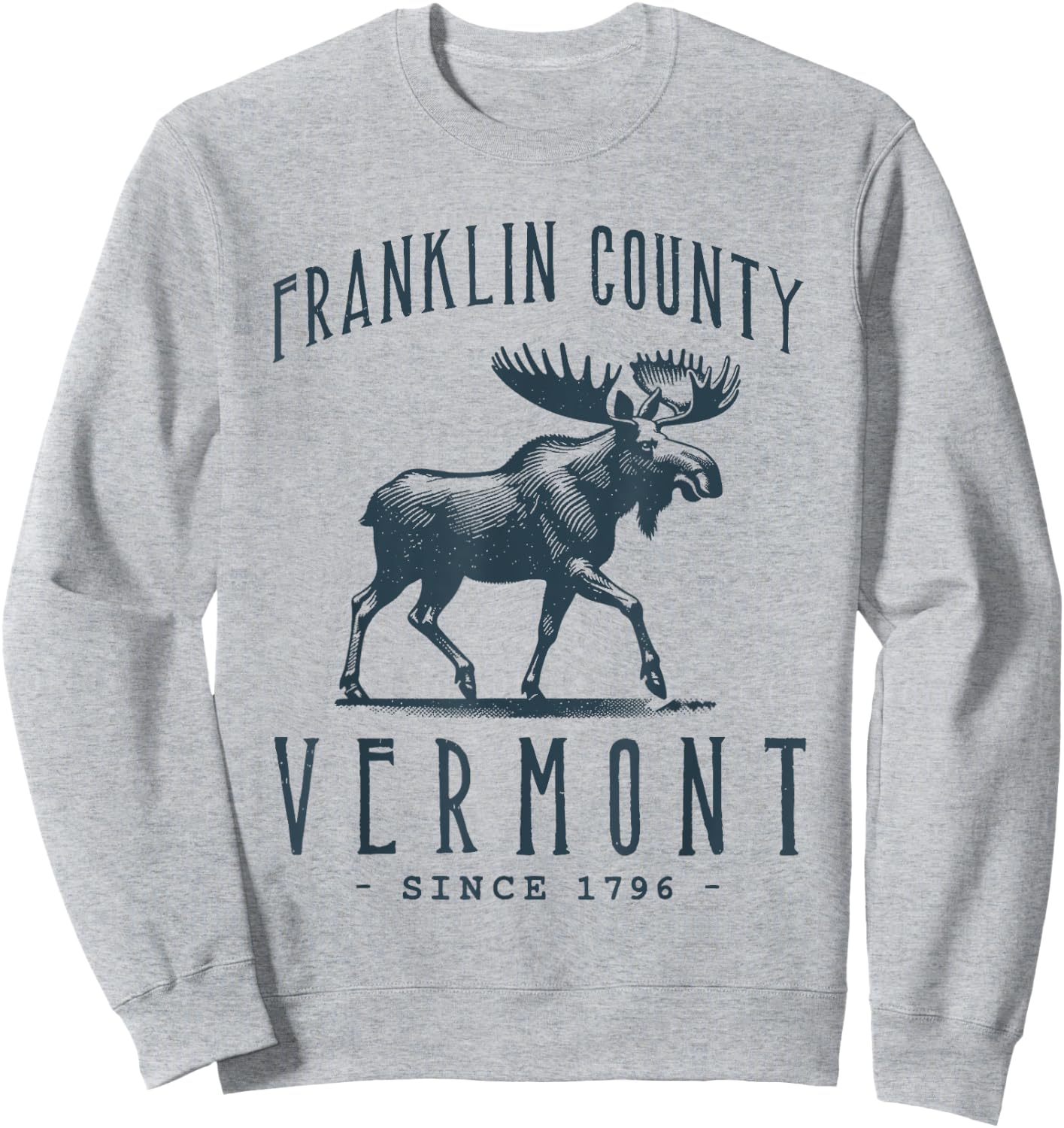 Franklin County, Vermont. Moose Vintage Design Sweatshirt - Sweatshirt | Ash