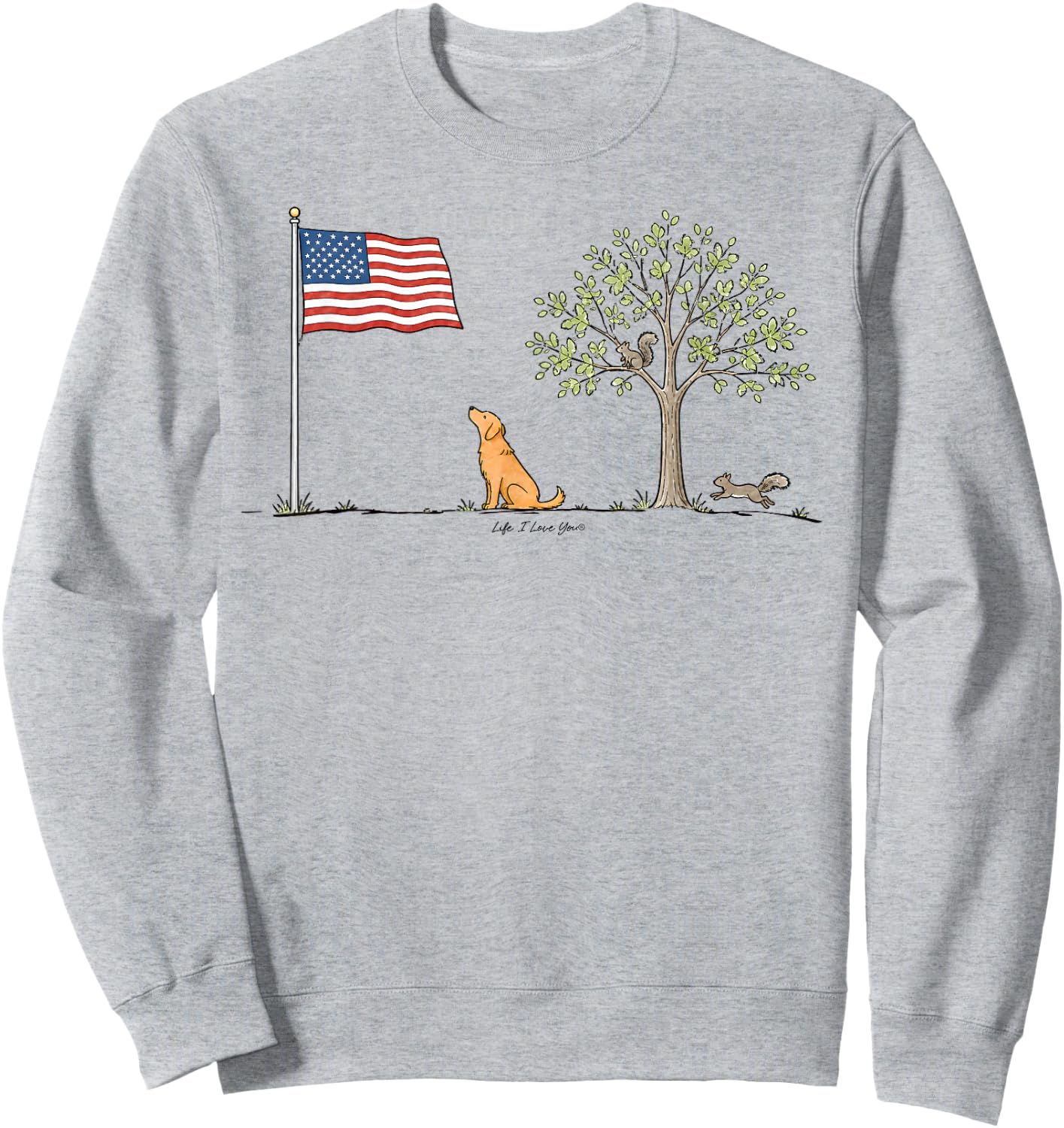 Patriotic American Flag Dog Lovers 4th of July Sweatshirt - Sweatshirt | Ash