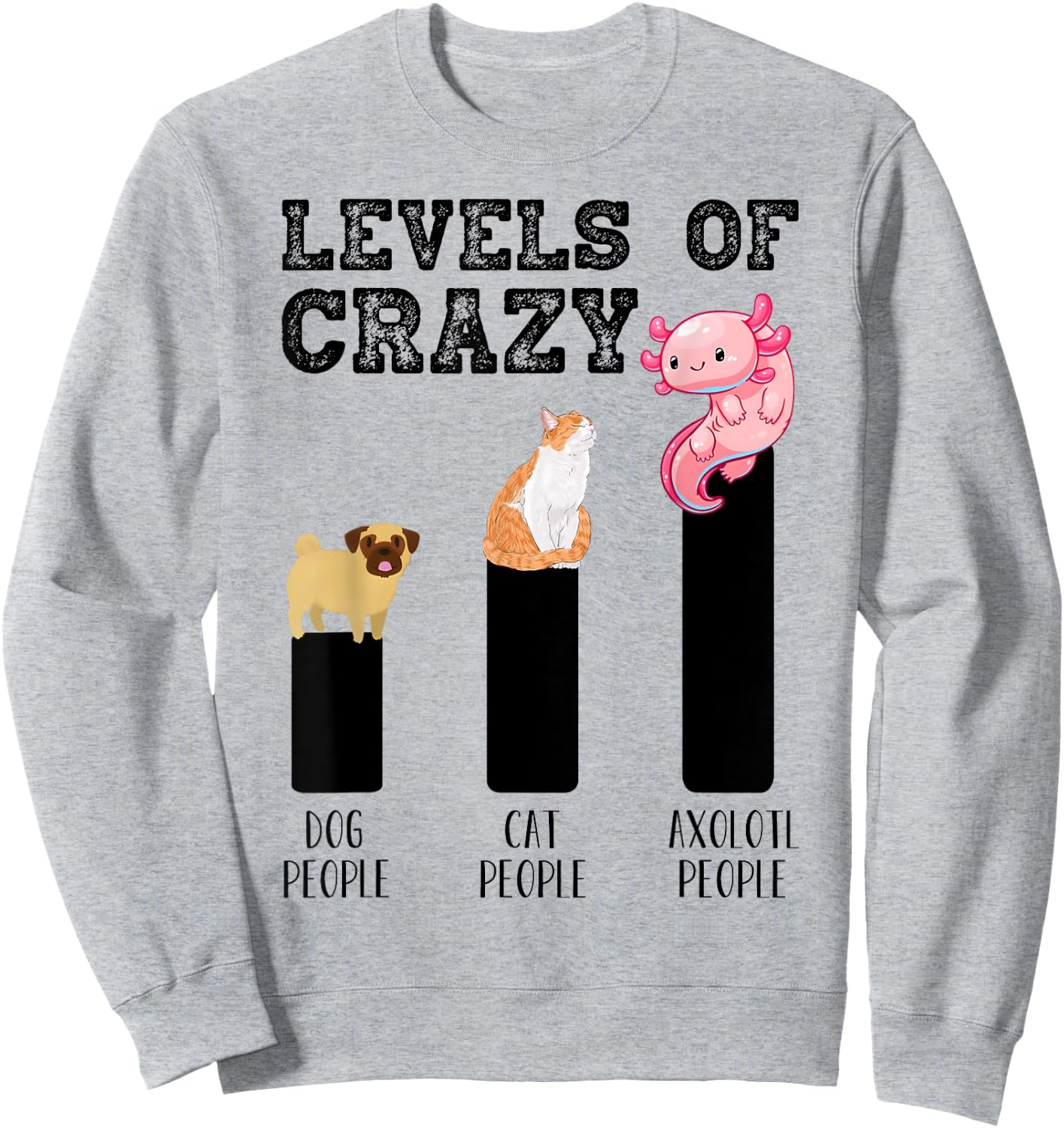 Funny Kawaii Axolotl Level Of Crazy Aqua Pet Axolotl Lovers Sweatshirt - Sweatshirt | Ash