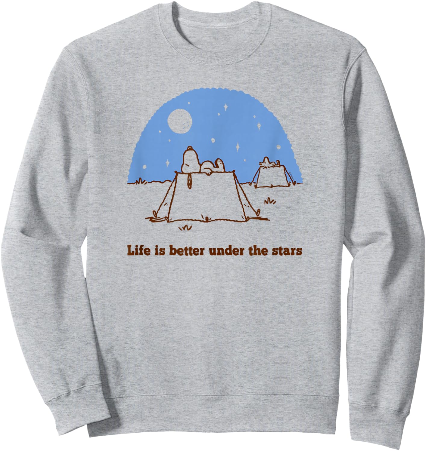 Peanuts - Snoopy Woodstock Camping Under Stars Sweatshirt - Sweatshirt | Ash