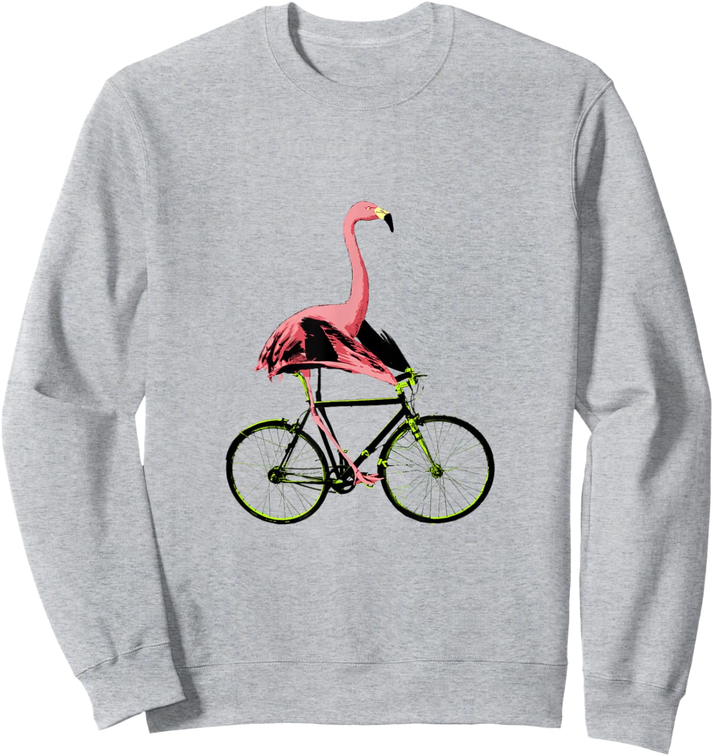 Flamingo on a Bicycle, Funny Cycling Item for a Cyclist Sweatshirt - Sweatshirt | Ash