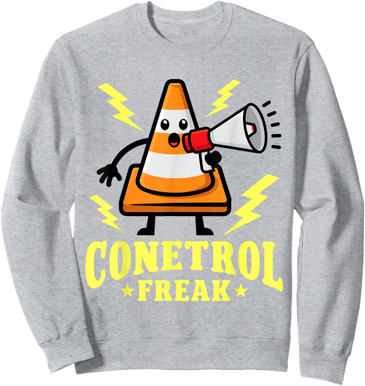 Funny Halloween Orange Traffic Cone Conetrol Freak Sweatshirt - Sweatshirt | Ash