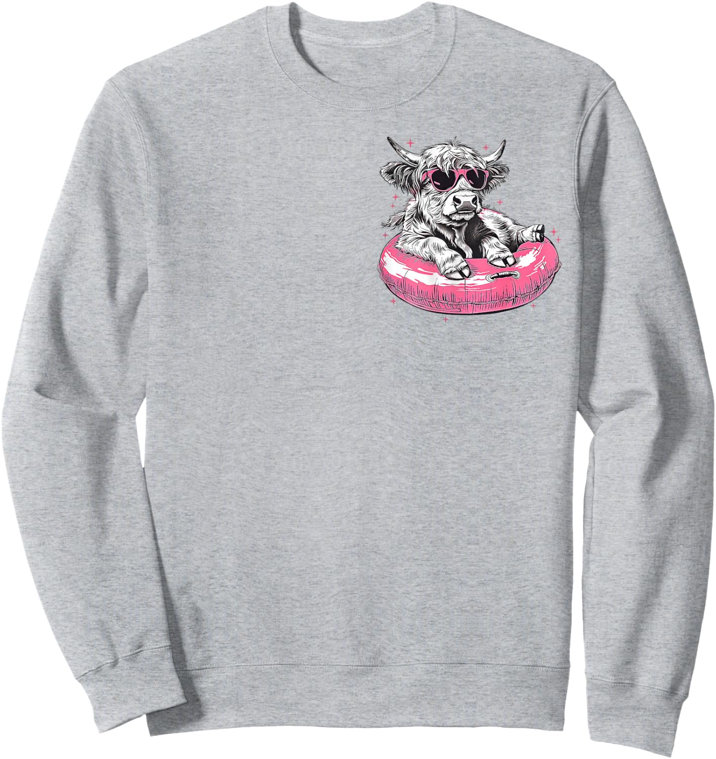 (2Sides Front+Back) Summer Vibes Highland Cow Sweatshirt - Sweatshirt | Ash