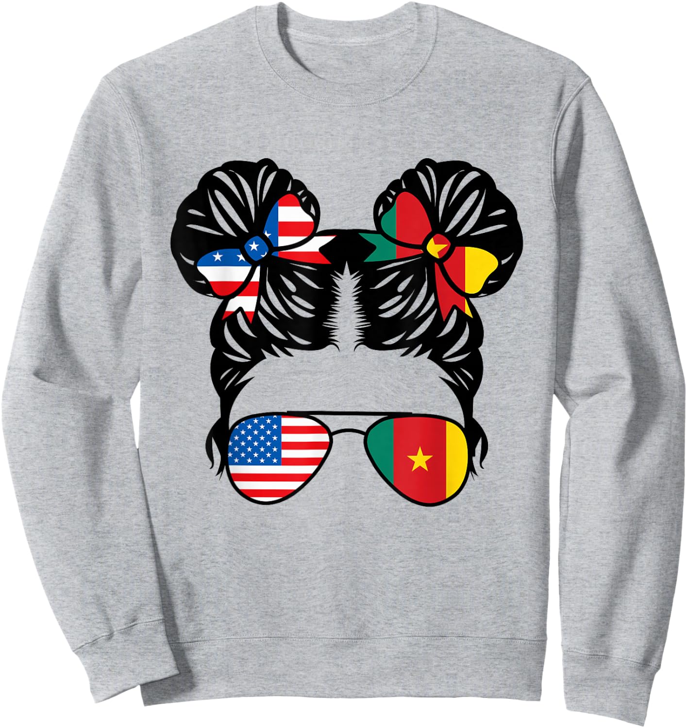 Half American Cameroonian Girl USA Cameroon Flag Patriot Sweatshirt - Sweatshirt | Ash