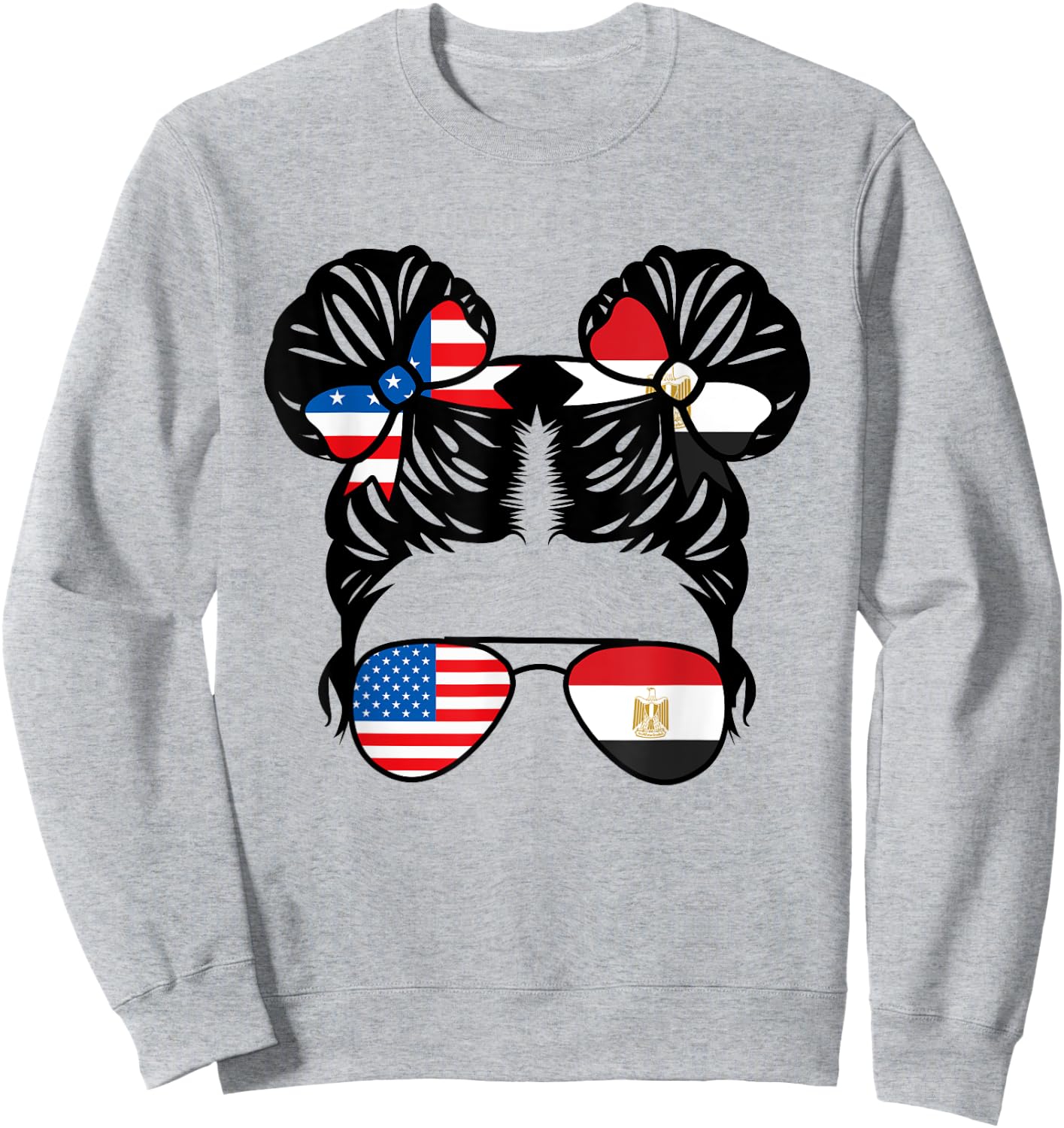 Half American Half Egyptian Girl USA Egypt Flag Patriot Sweatshirt - Sweatshirt | Ash