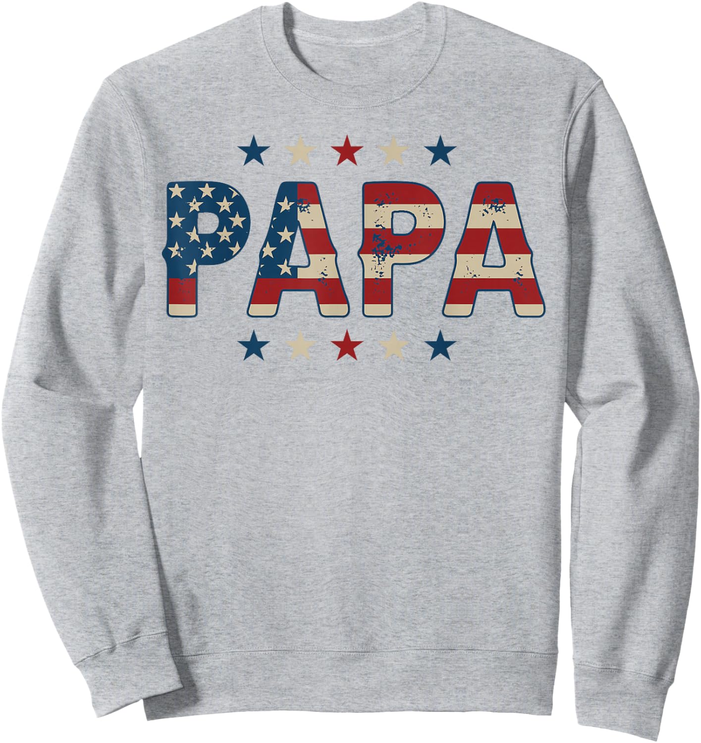 Papa Bold Patriotic American Flag Father's Day 4th of July Sweatshirt - Sweatshirt | Ash