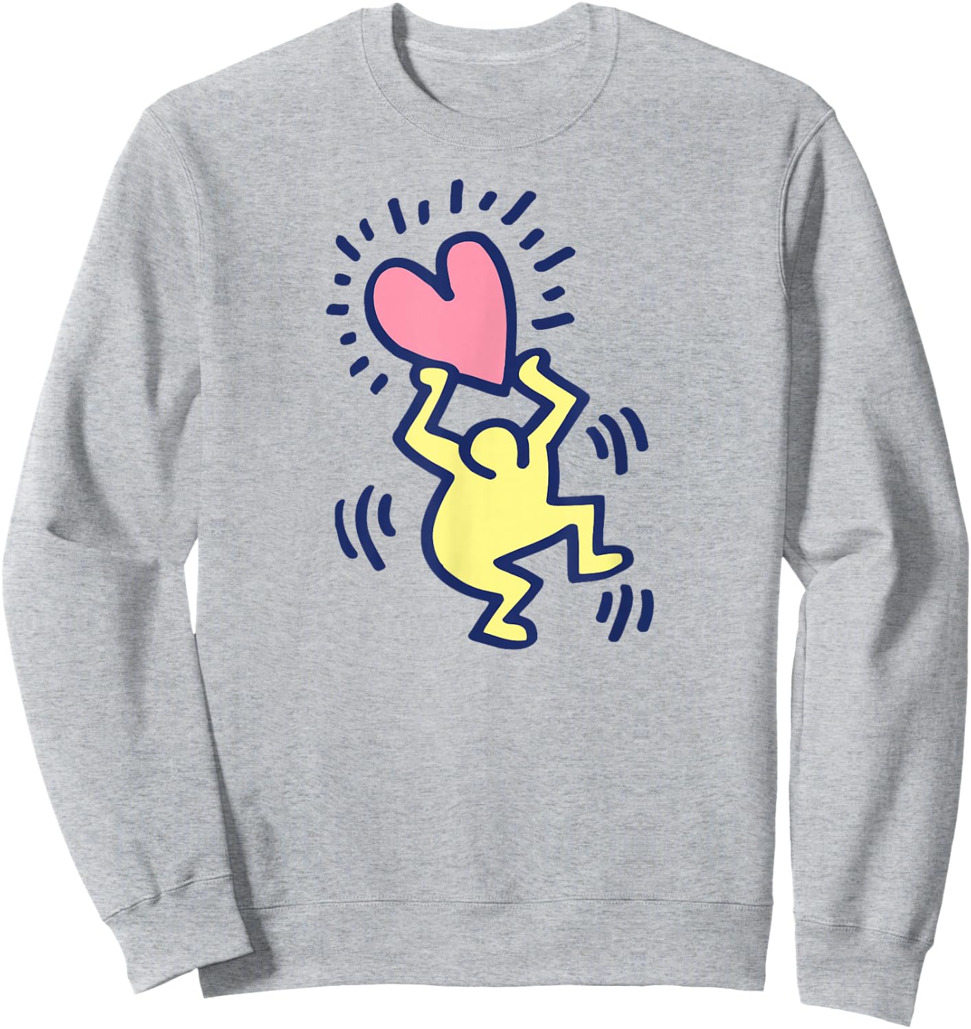 Keith Haring Tanzender Mann mit Herz-Kunstwerk Sweatshirt - Sweatshirt | Ash