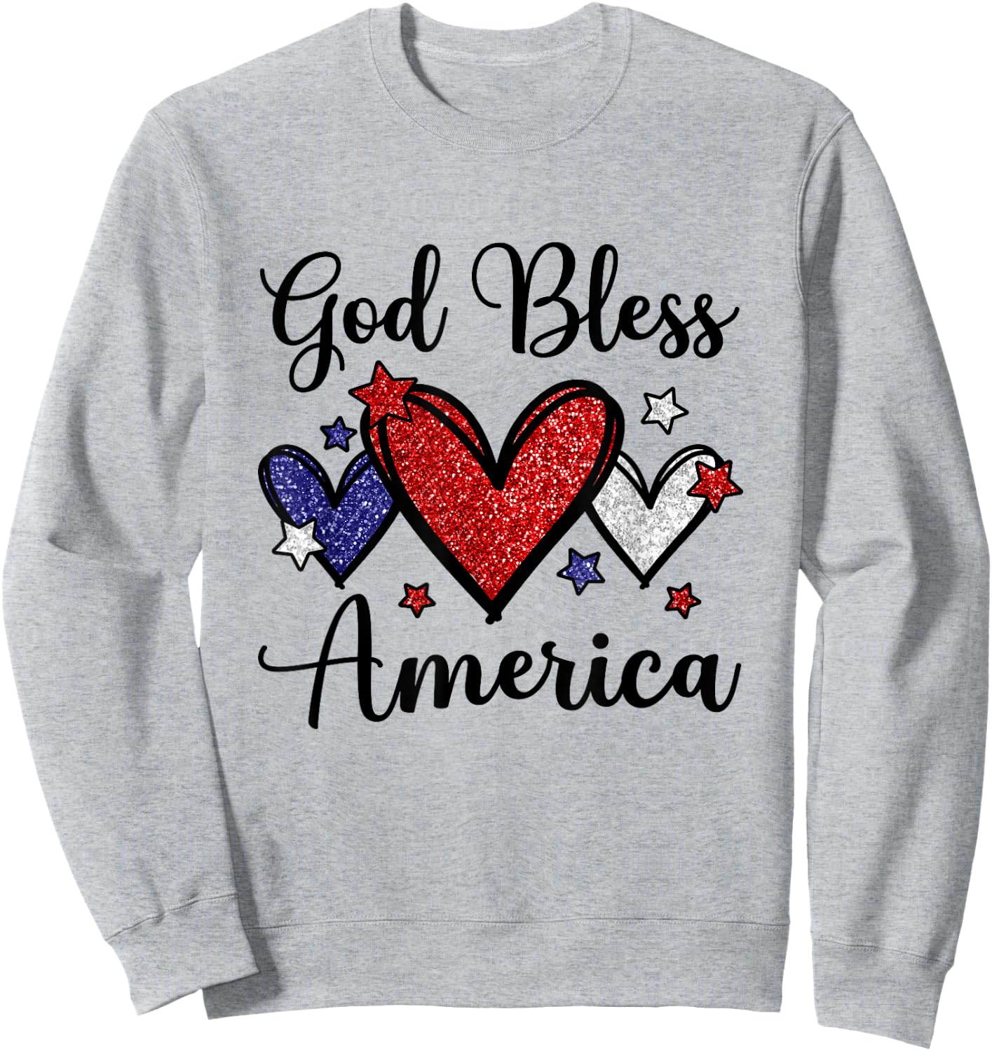God Bless America Patriotic USA Flag Colors For Christians Kids Men Sweatshirt - Sweatshirt | Ash