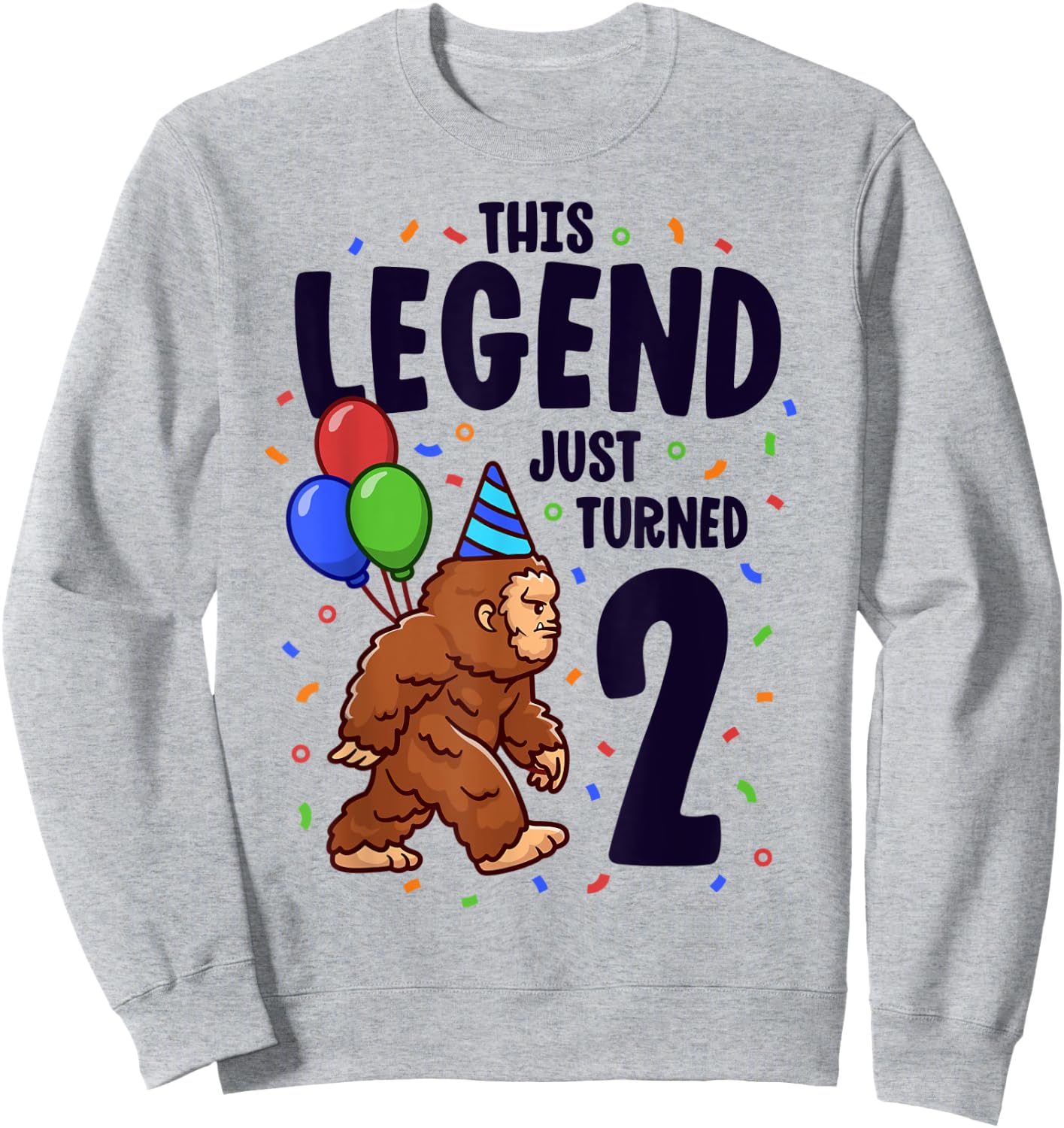 Bigfoot Second Birthday Party 2 Years Old Sasquatch Theme Sweatshirt - Sweatshirt | Ash