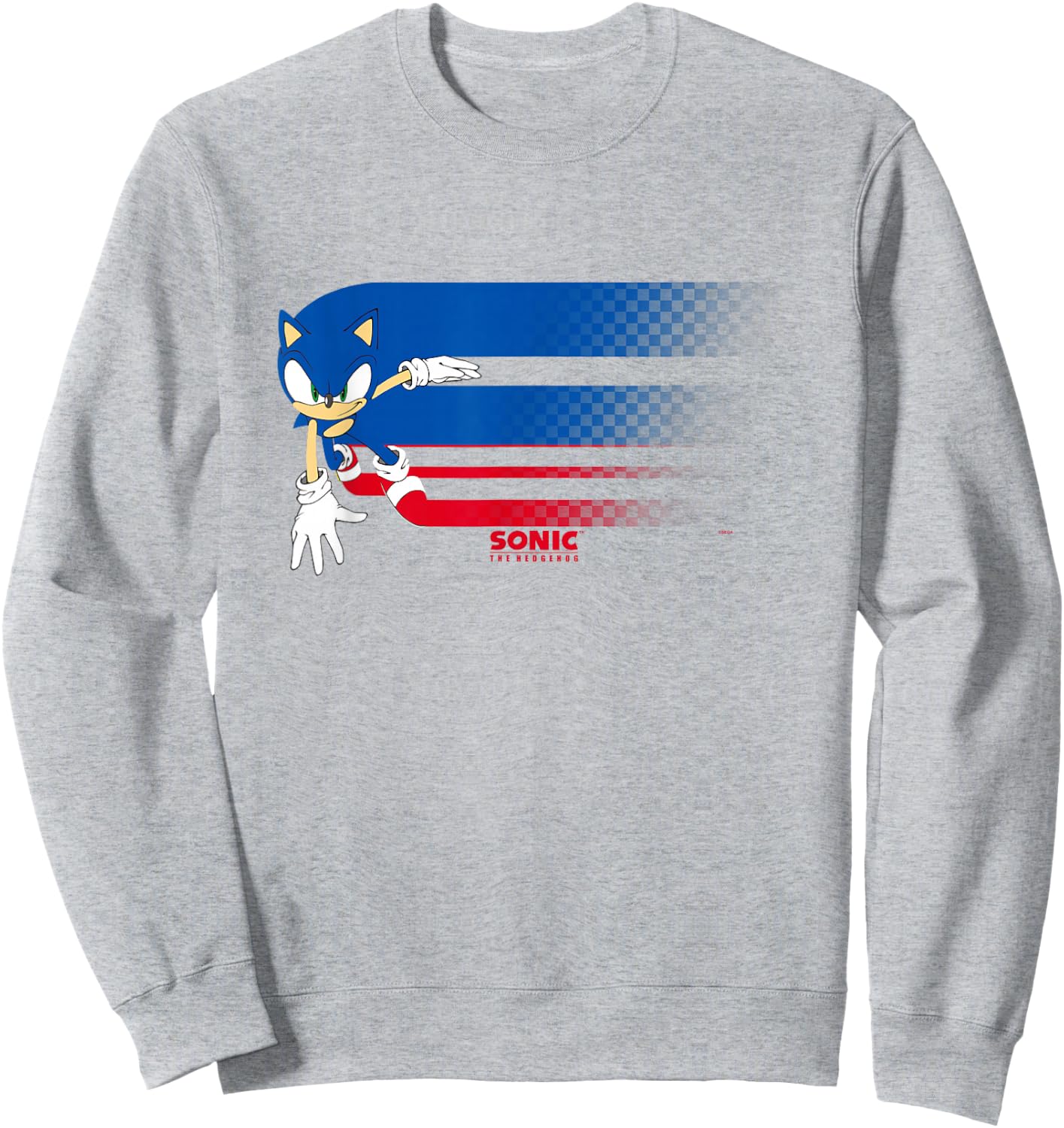 Sonic The Hedgehog Americana Red White & Blue Blurred Trail Sweatshirt - Sweatshirt | Ash