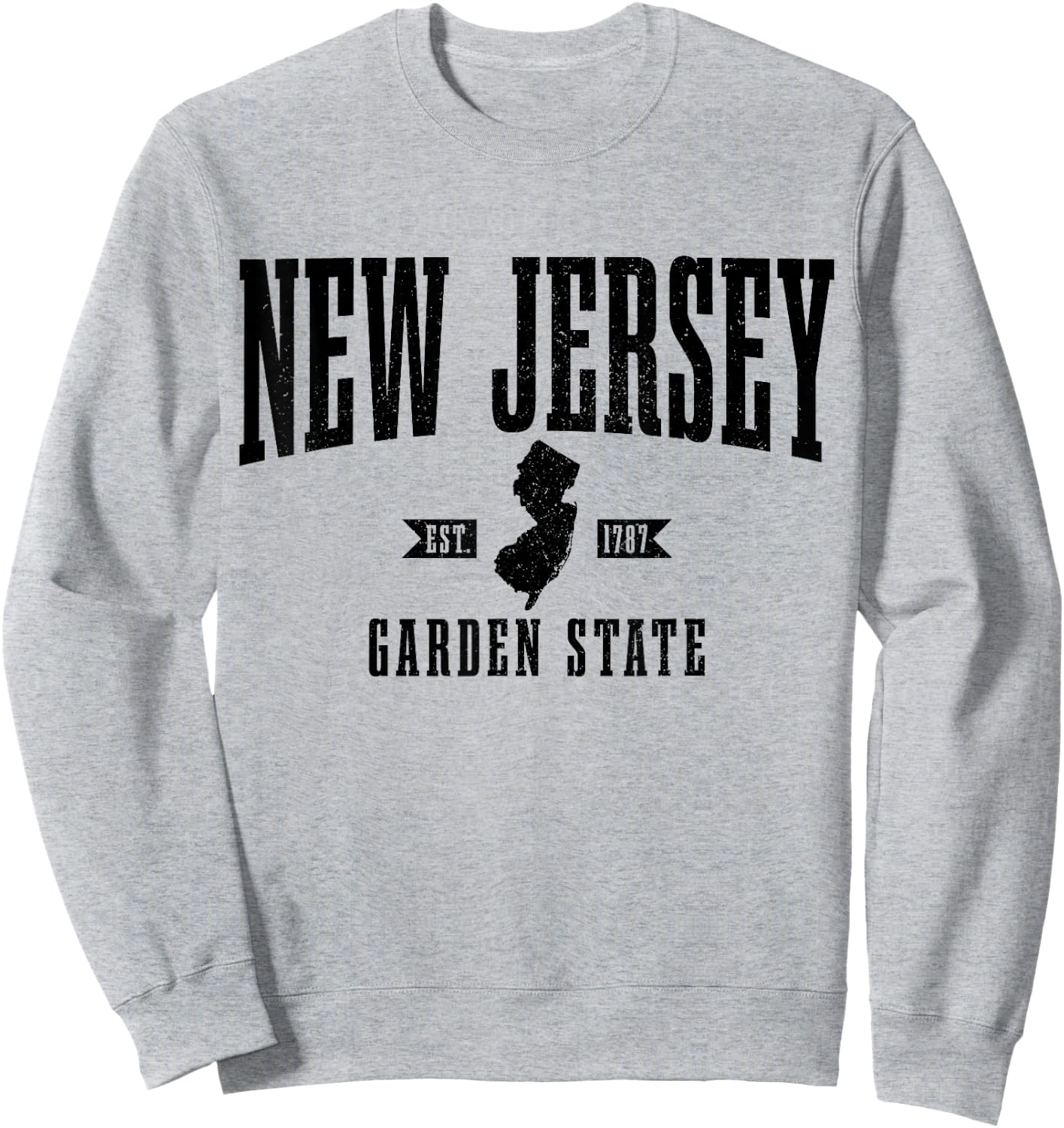 New Jersey Est. 1787 State Map Pride Vintage New Jersey Sweatshirt - Sweatshirt | Ash