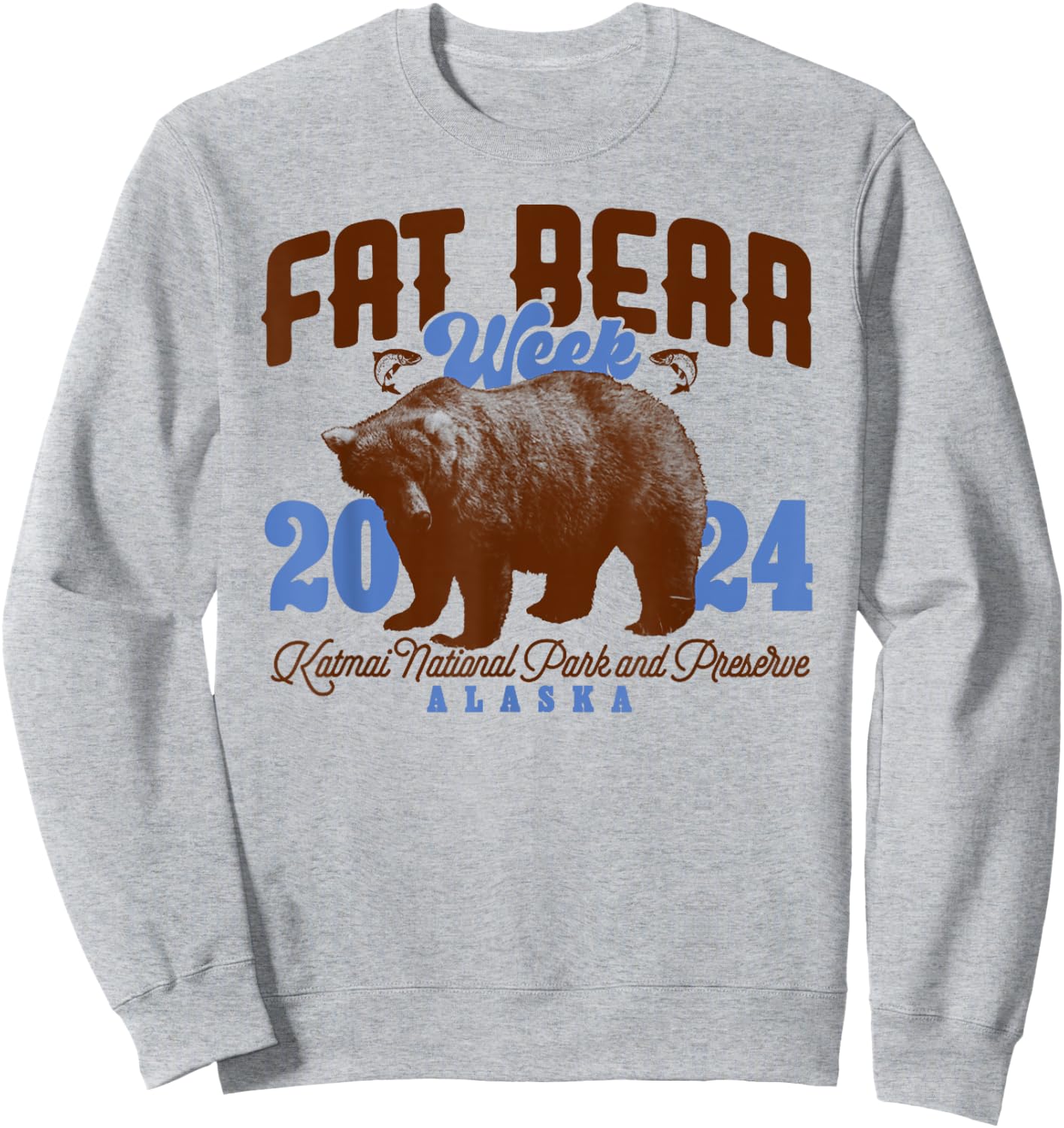 Vintage Fat Bear Week 2024 Funny Bear Meme Animal Sweatshirt - Sweatshirt | Ash