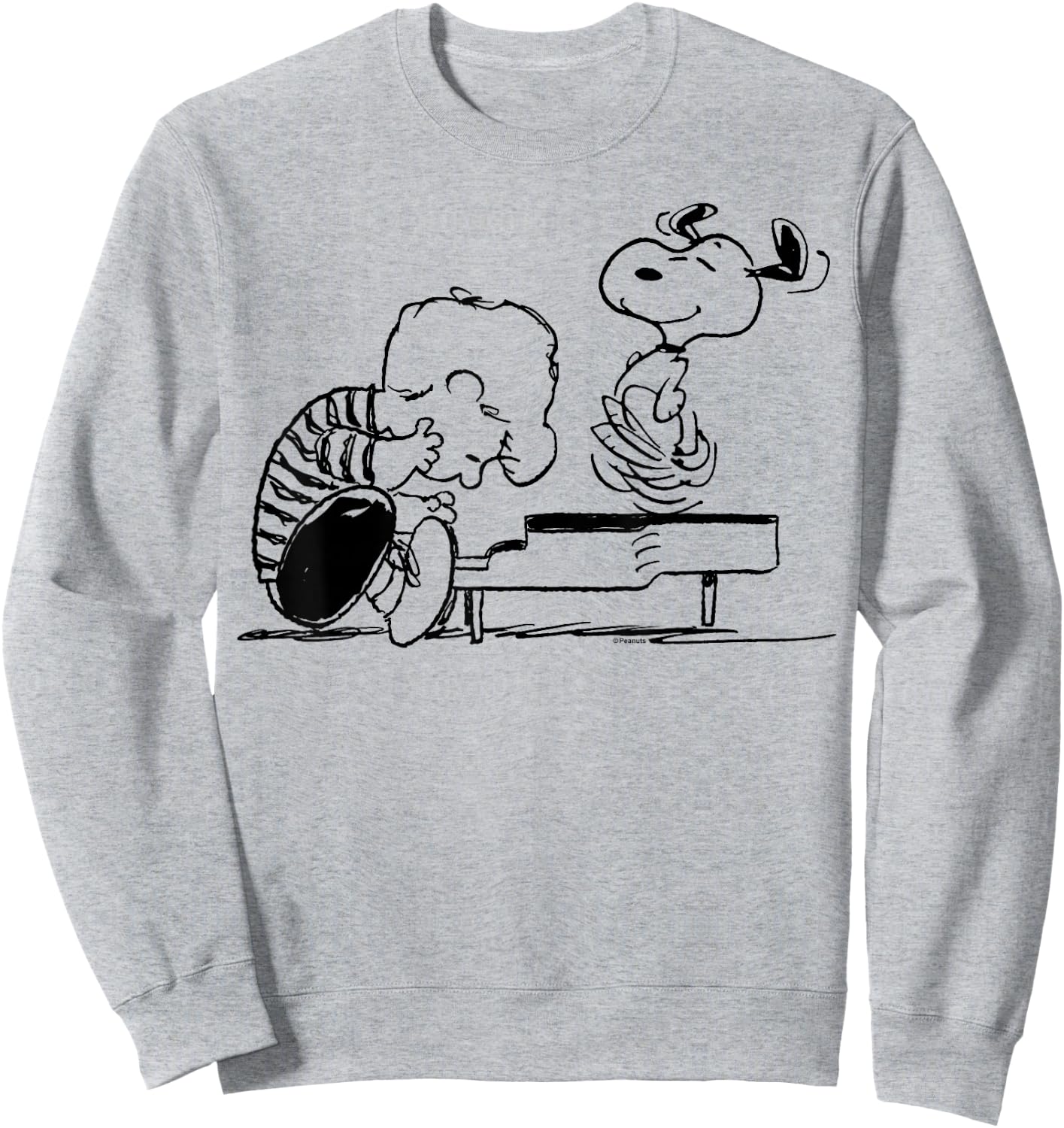 Peanuts Schroeder and Snoopy Piano , White Sweatshirt - Sweatshirt | Ash