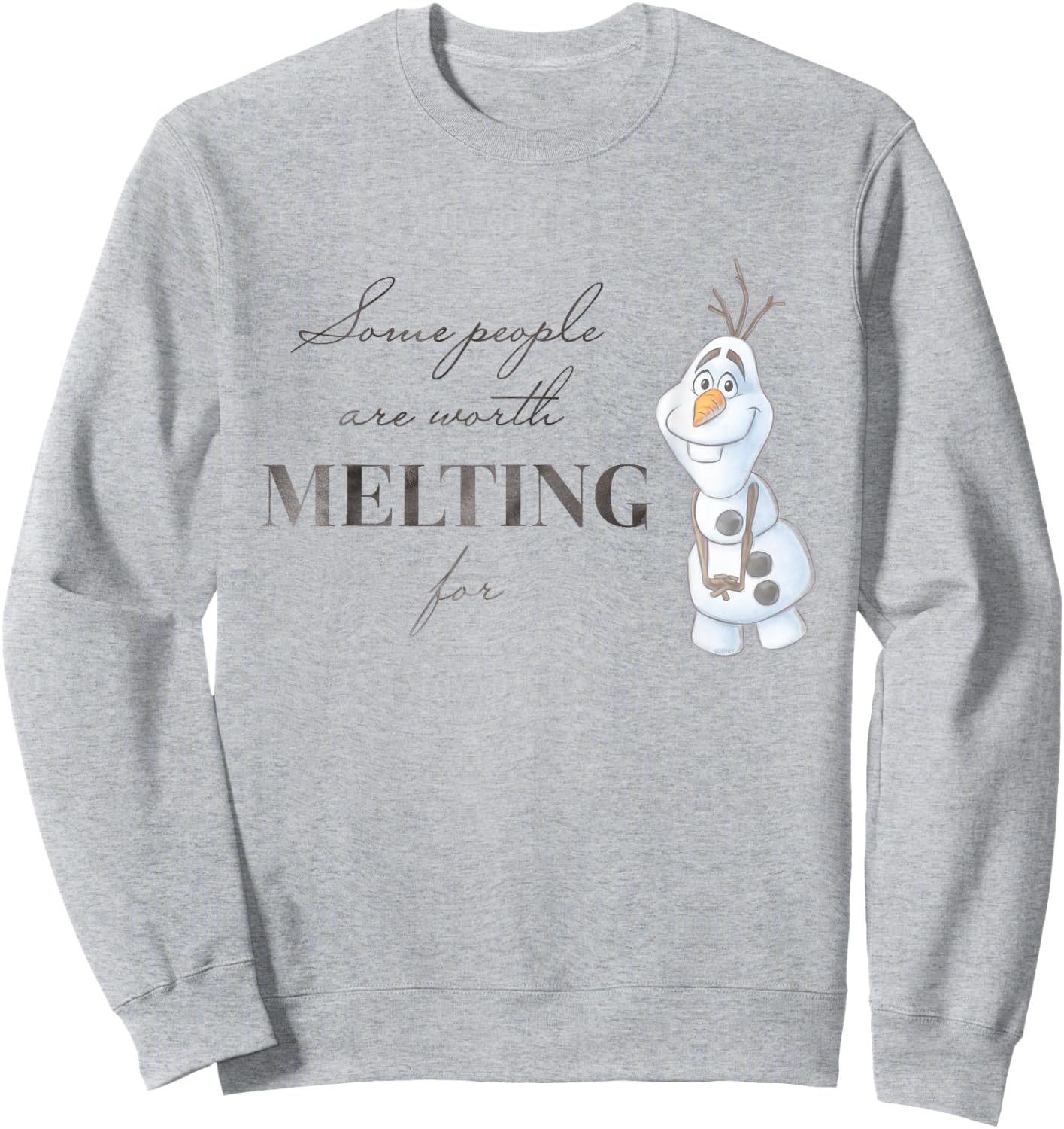 Disney 100 Anniversary Frozen Olaf D100 Quote Sweet , White Sweatshirt - Sweatshirt | Ash