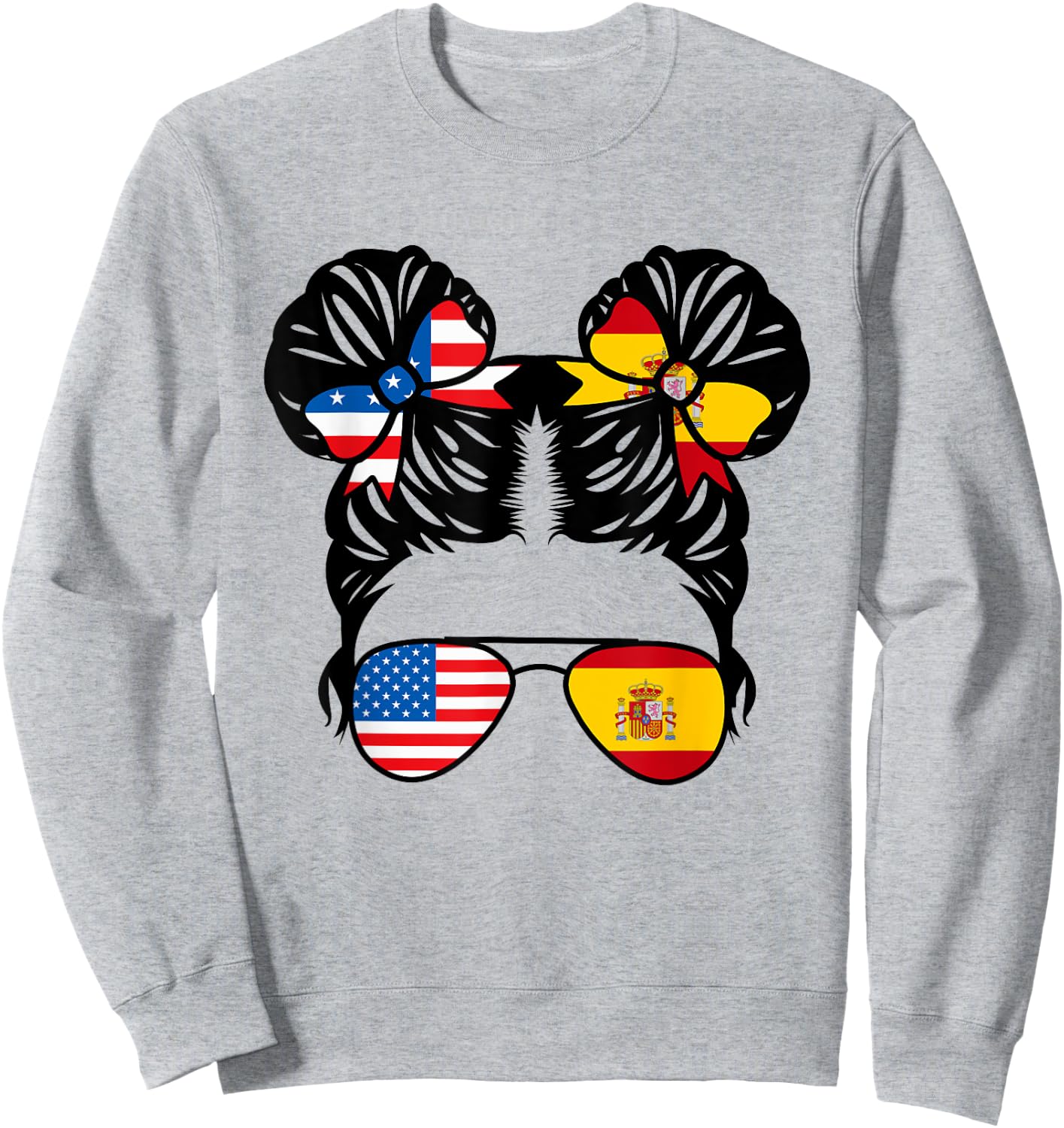 Half American Half Spanish Girl USA Spain Flag Patriot Sweatshirt - Sweatshirt | Ash