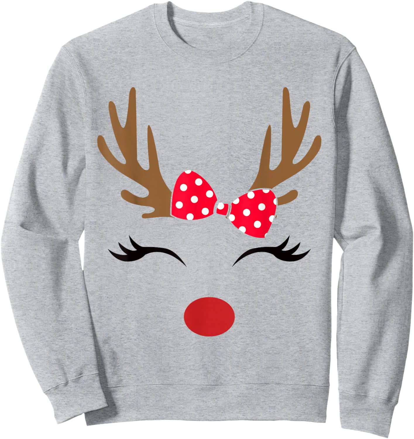 Reindeer Face Glasses Leopard Christmas Costume Girls Sweatshirt - Sweatshirt | Ash