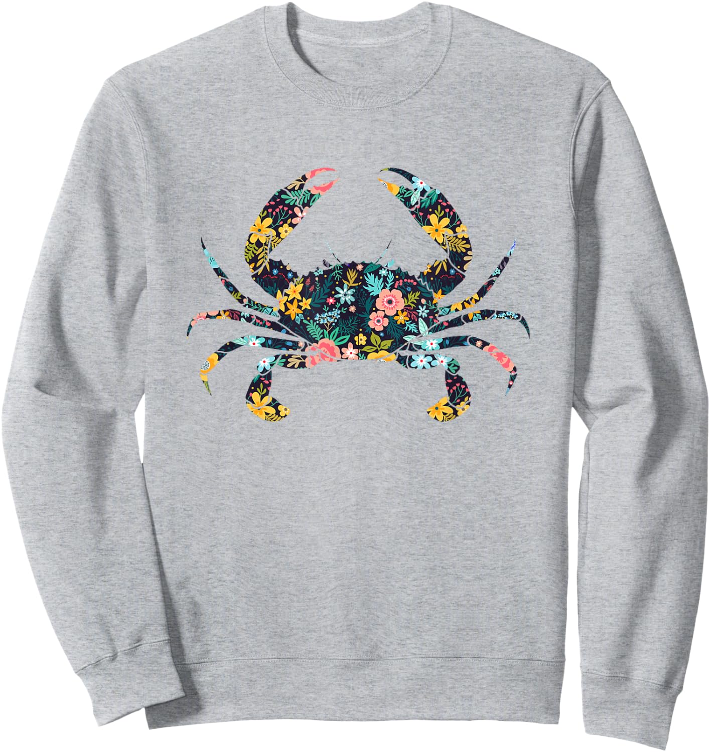 Floral Crab Silhouette Girls Crab Sweatshirt - Sweatshirt | Ash