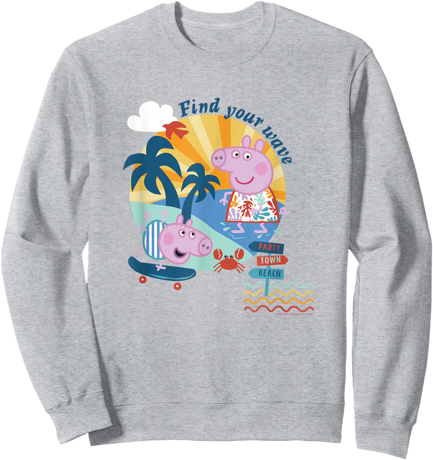 Peppa Pig Find Your Wave Summer Time Fun At The Beach Sweatshirt - Sweatshirt | Ash
