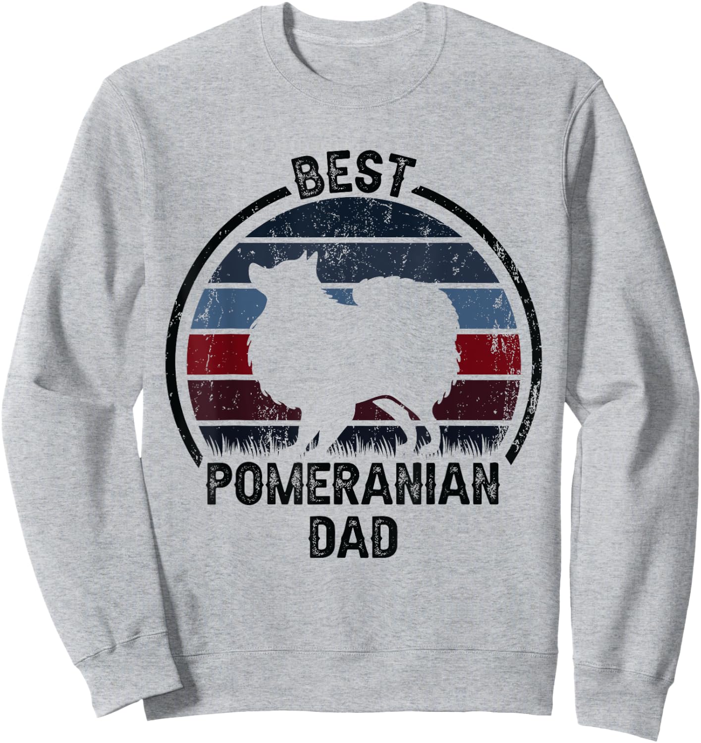 Best Dog Father Dad - Vintage Pom Pomeranian Sweatshirt - Sweatshirt | Ash