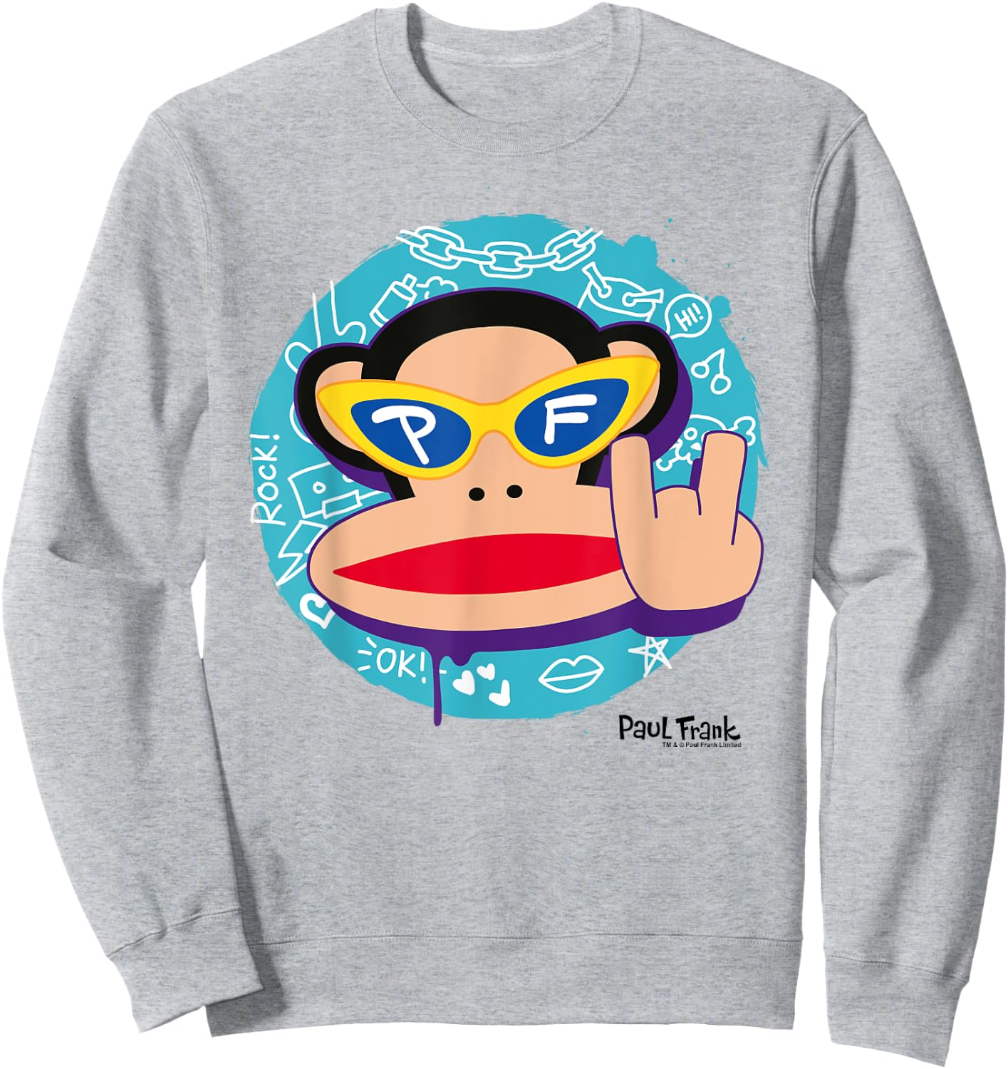 Paul Frank Cool Julius The Monkey Devil Horns Sweatshirt - Sweatshirt | Ash
