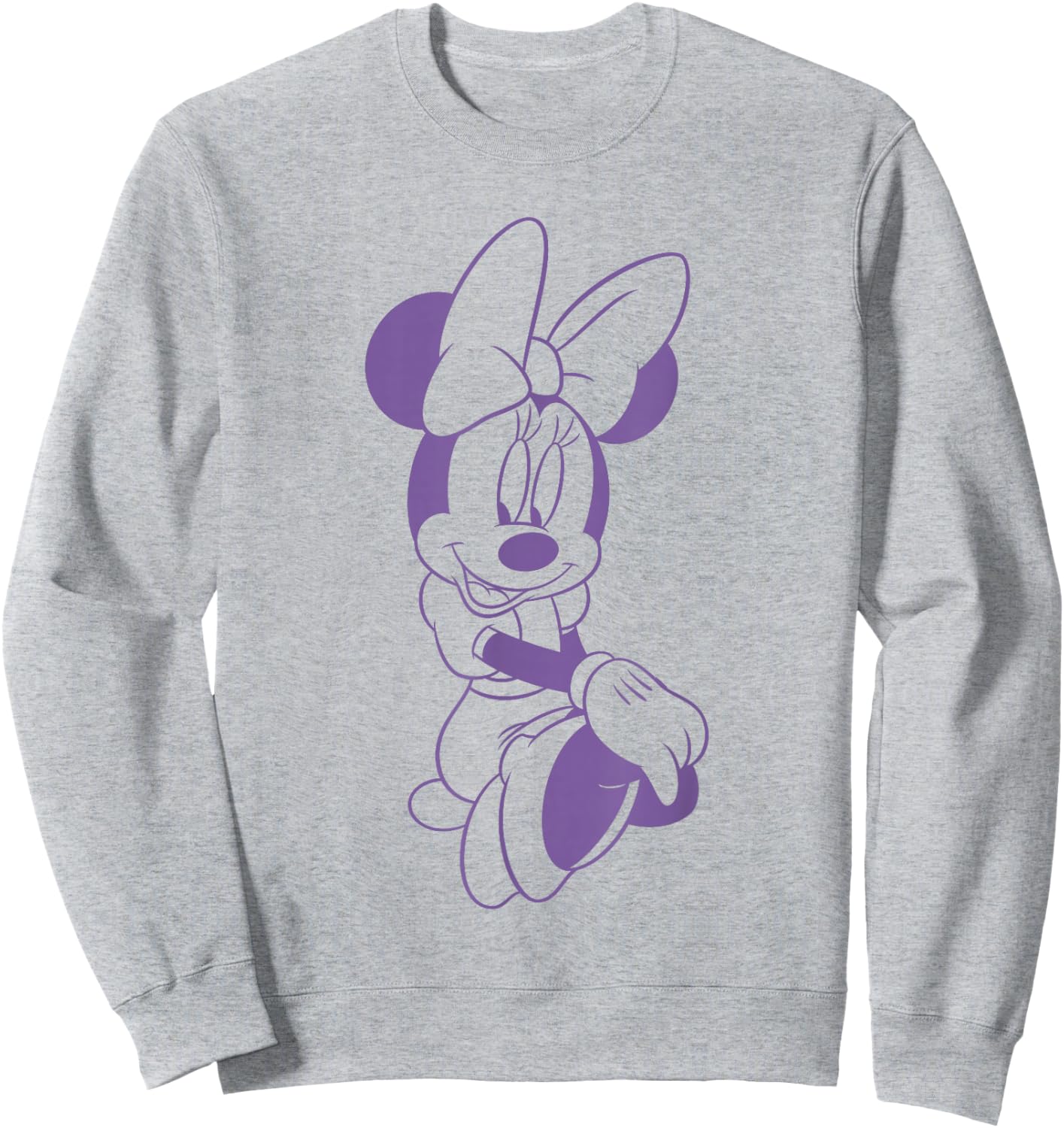 Disney Minnie Mouse Sitting Pose Purple Outline Portrait Sweatshirt - Sweatshirt | Ash