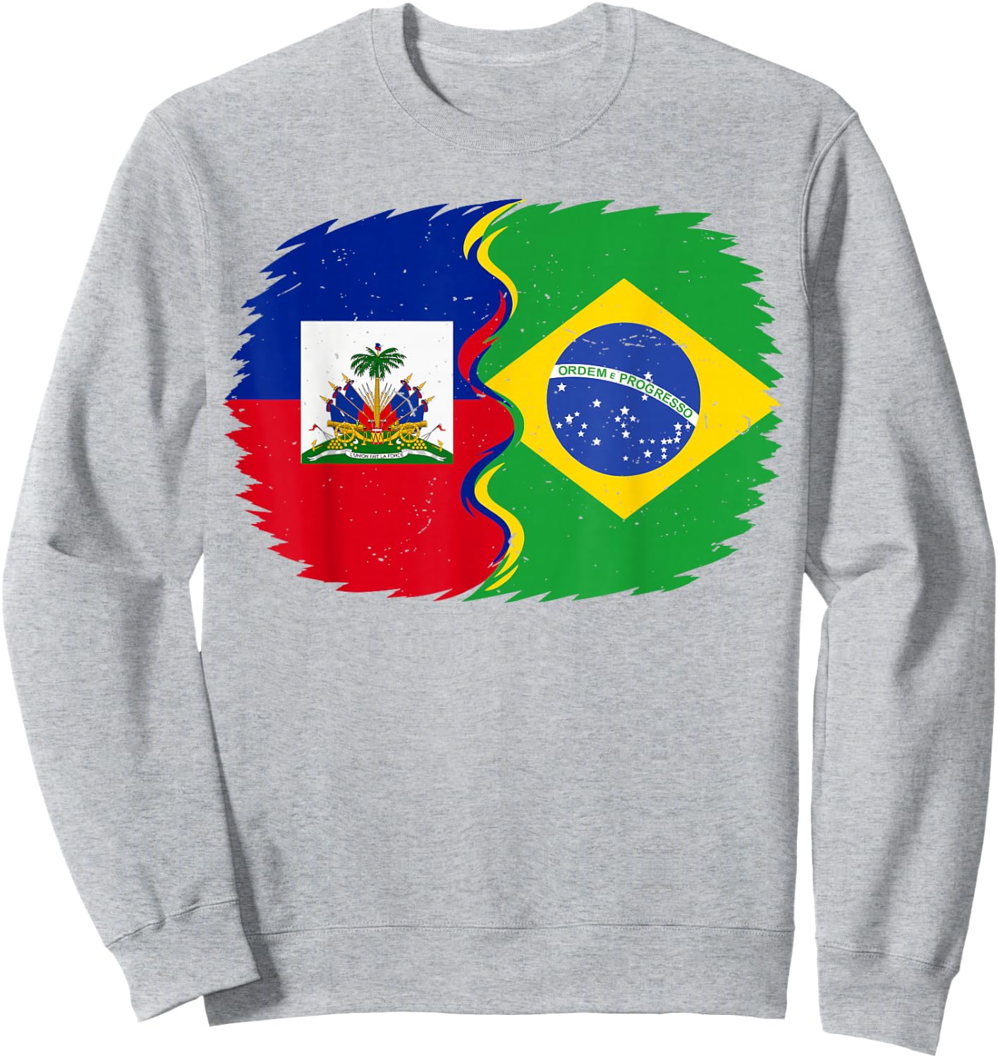 Toddler Haitian Half Haiti Flag Brazil Brazilian Men Women Sweatshirt - Sweatshirt | Ash