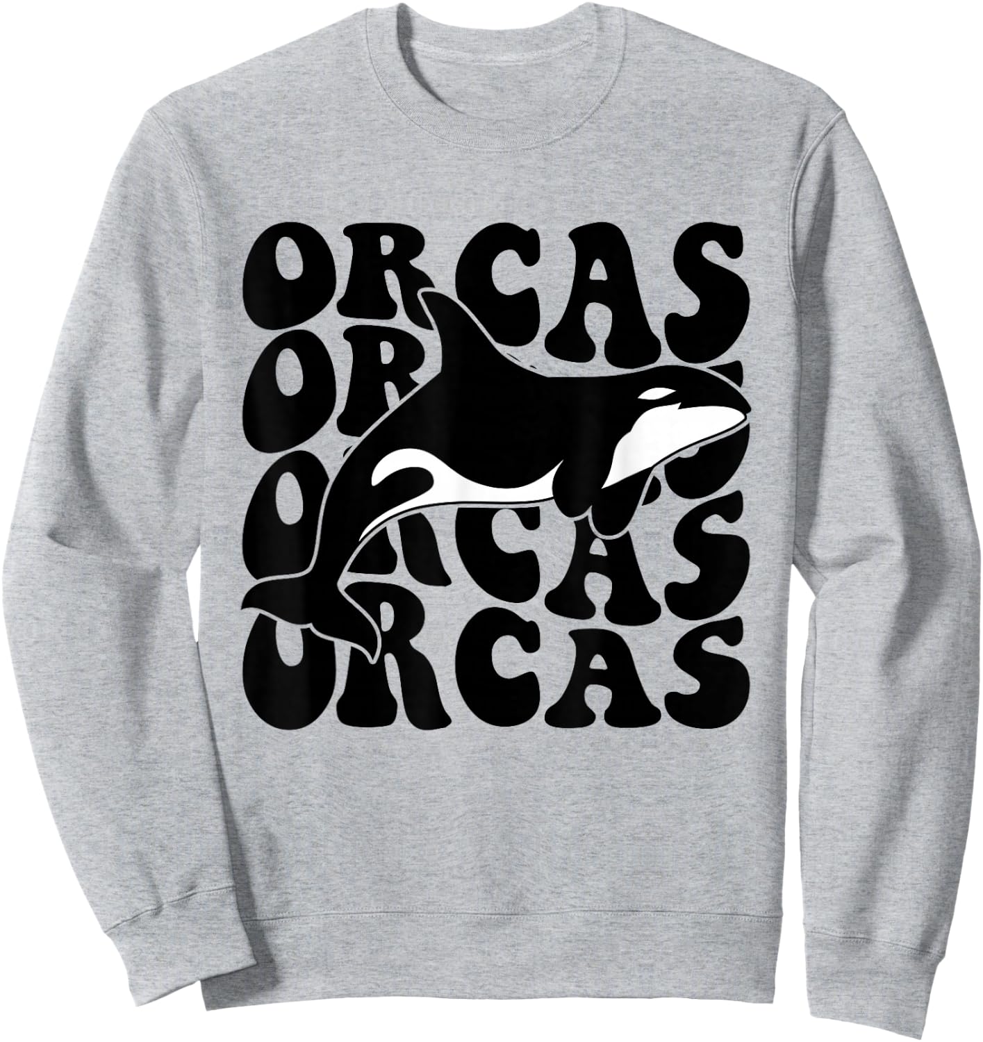 Orcas - Orca Whale Groovy Retro Sweatshirt - Sweatshirt | Ash
