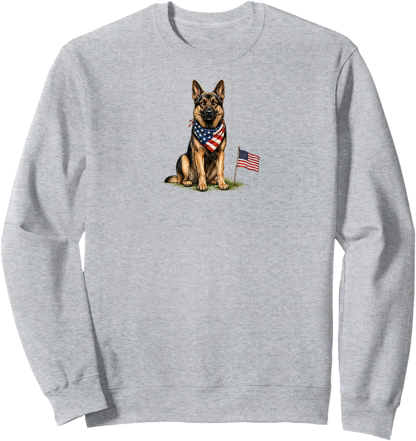 German Shepherd Dog 4th of July American USA Flag Dog Mom Sweatshirt - Sweatshirt | Ash