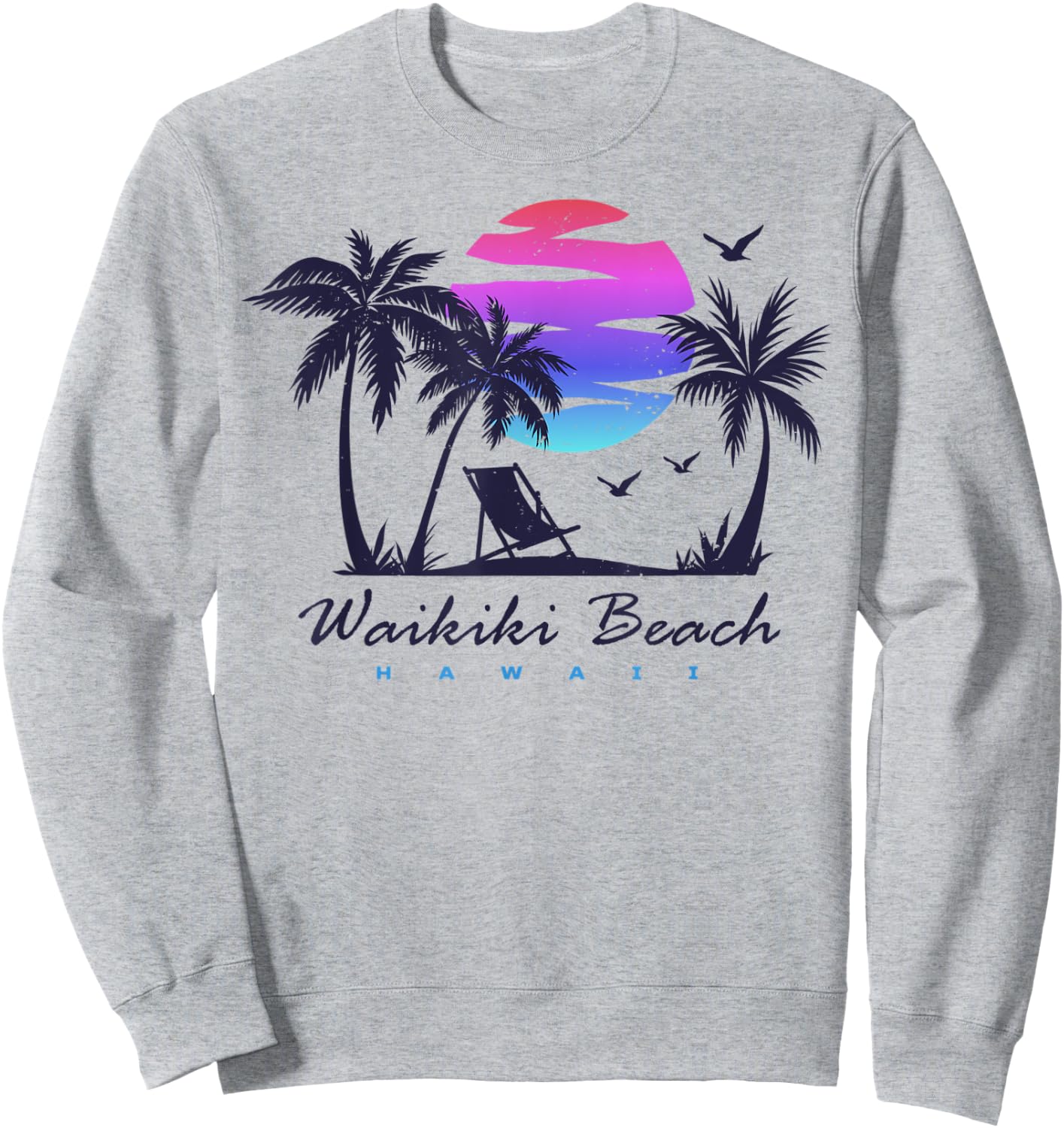 WAIKIKI BEACH HAWAII Family Vacation Retro Vintage Sunset Women Kids Sweatshirt - Sweatshirt | Ash