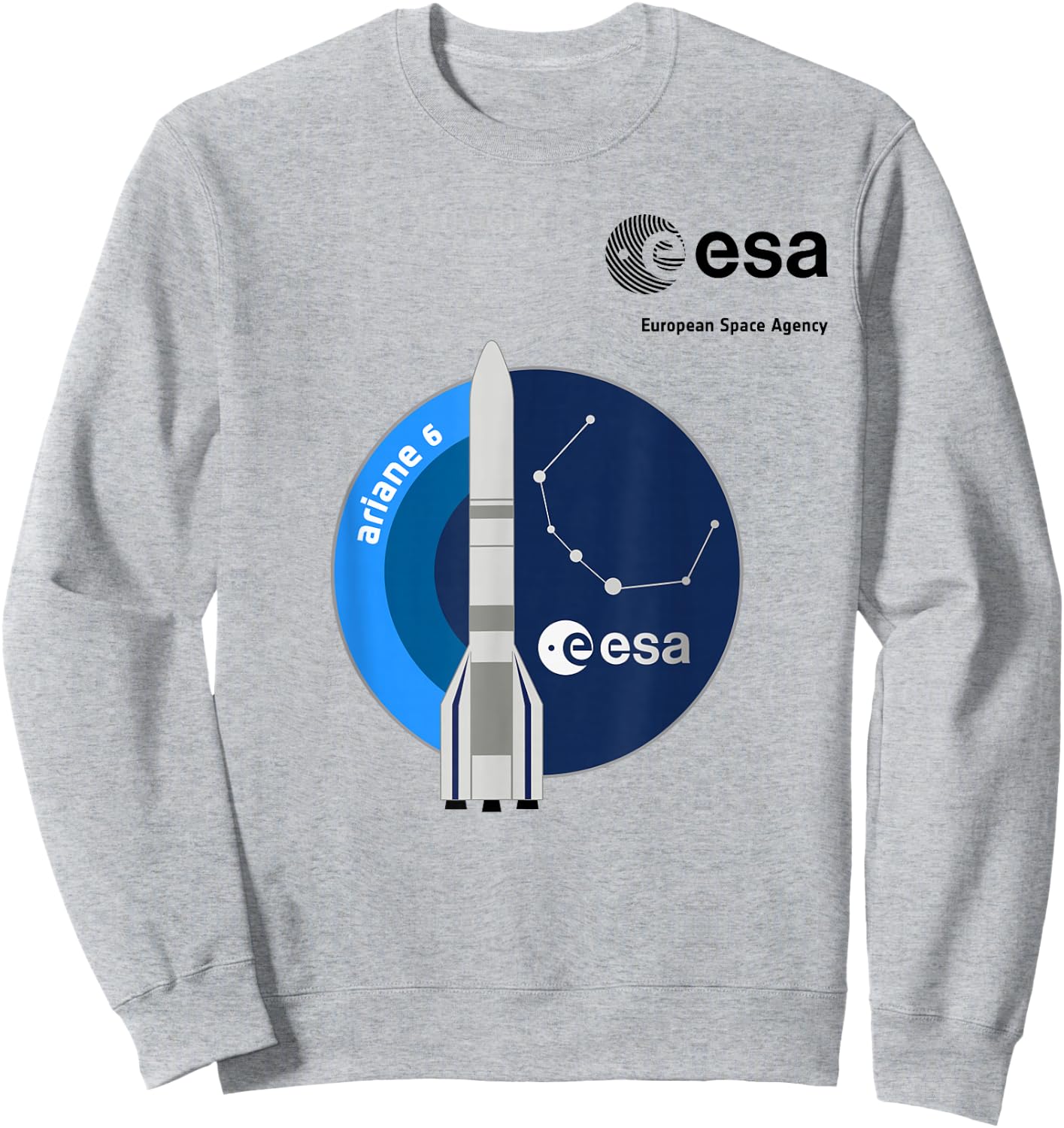 ESA European Space Agency Mission Ariane 6 Rocket Patch , grey, S Sweatshirt - Sweatshirt | Ash