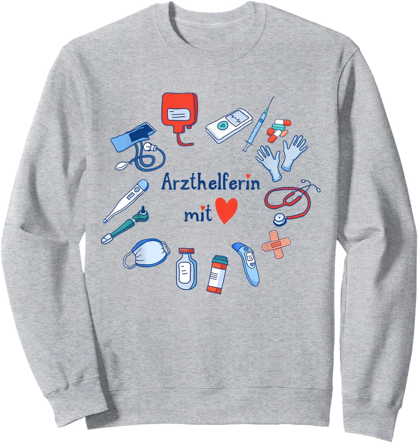 Arzthelferin mit Herz Dankeschön Arztpraxis Danke Praxisteam Sweatshirt - Sweatshirt | Ash