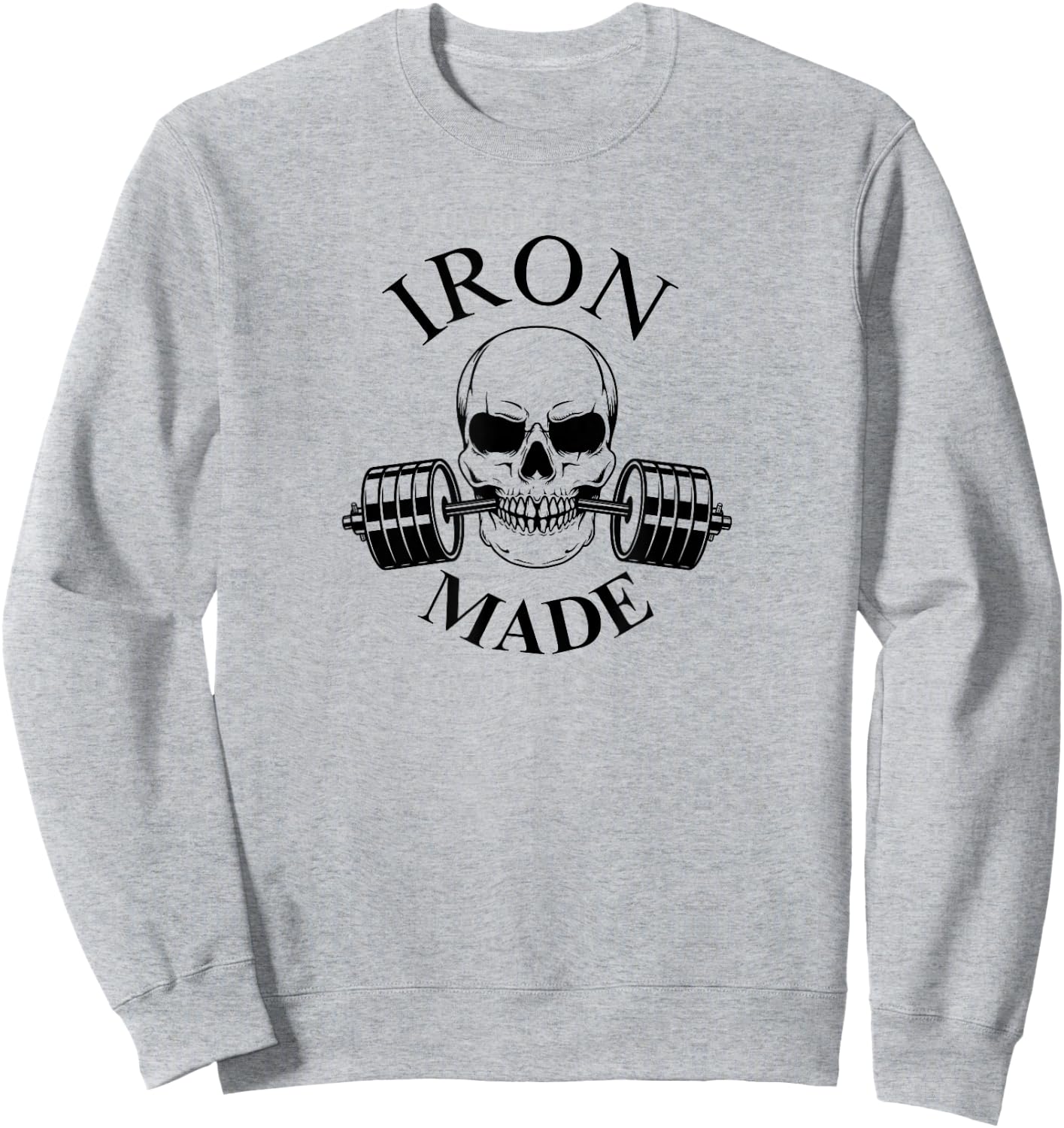 IRON MADE | SKULL with weights pump cover gym Sweatshirt - Sweatshirt | Ash