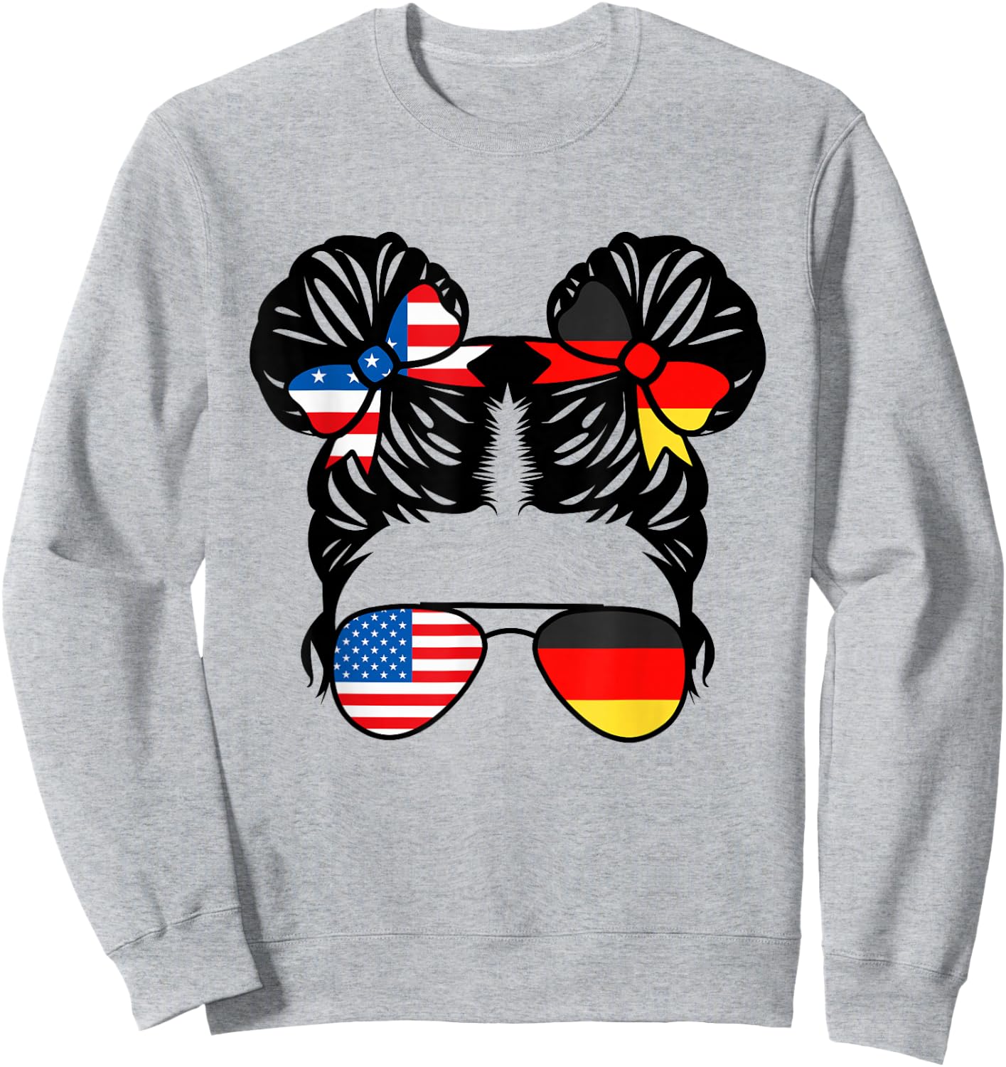 Half American Half German Girl USA Germany Flag Patriot Small Sweatshirt - Sweatshirt | Ash