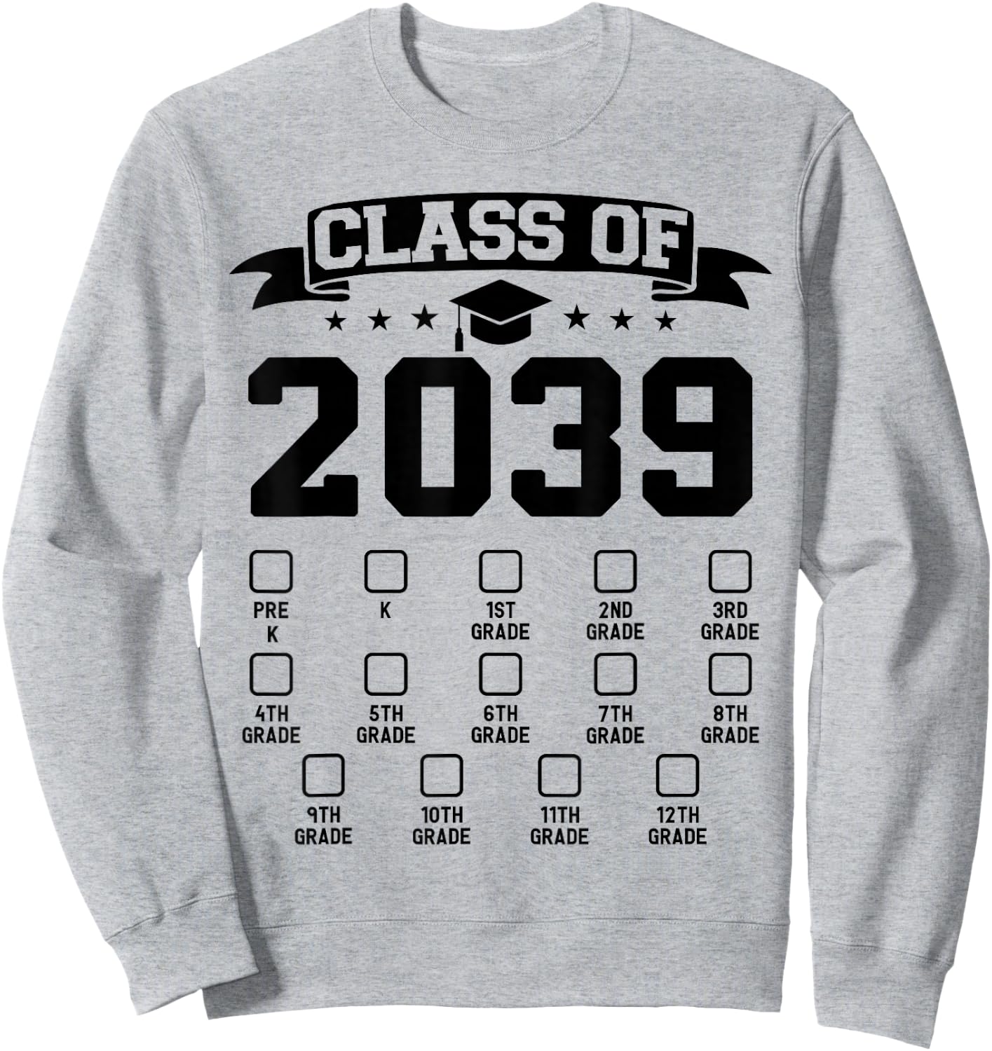 Class of 2039 Grow With Me Pre-K To 12th Grade Checklist Sweatshirt - Sweatshirt | Ash