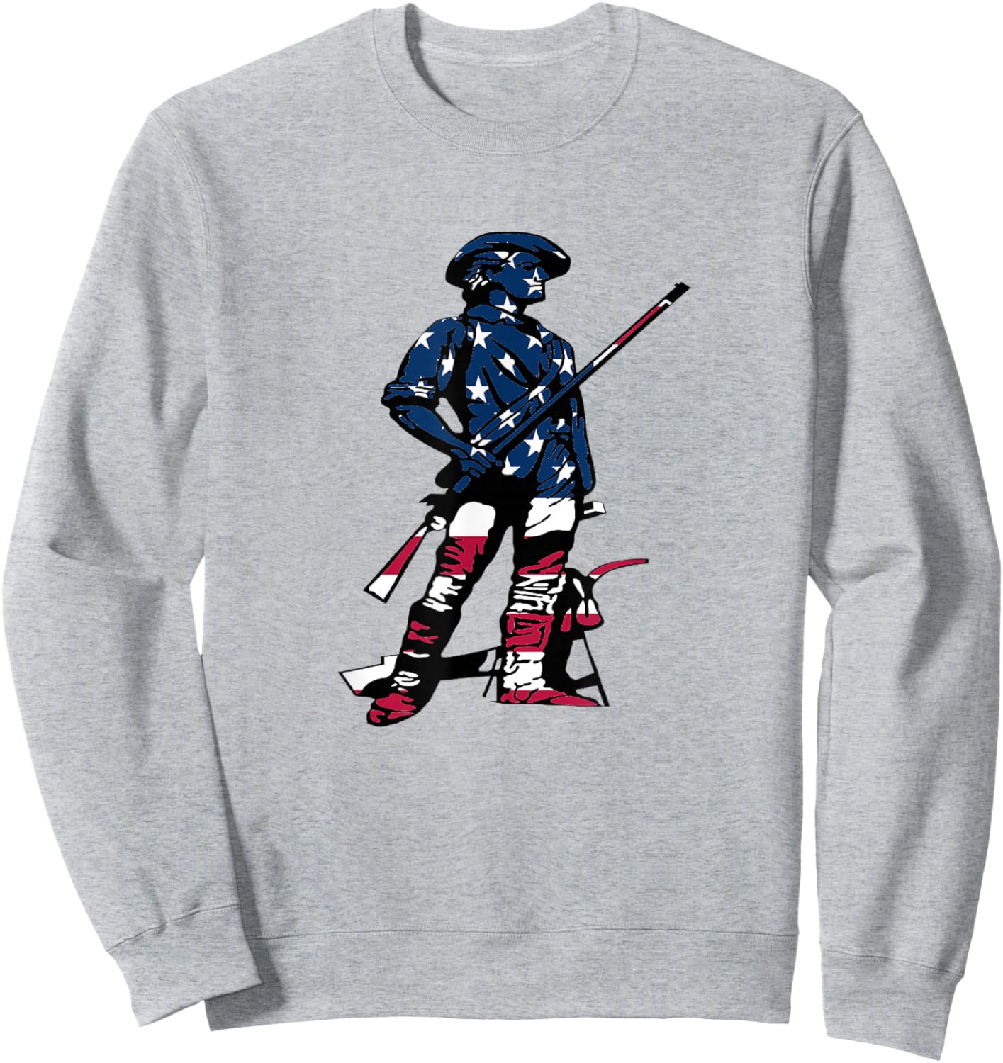 Minute Man Statue - American Flag Silhouette Sweatshirt - Sweatshirt | Ash