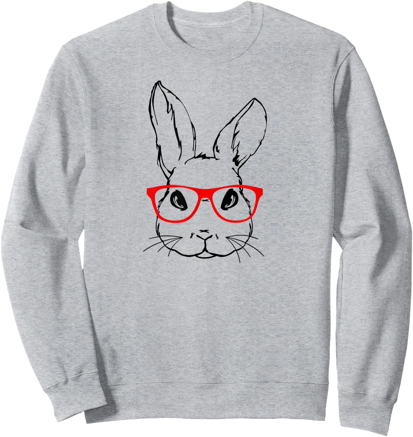 Cute Bunny Red Glasses Spring Easter Day Sweatshirt - Sweatshirt | Ash