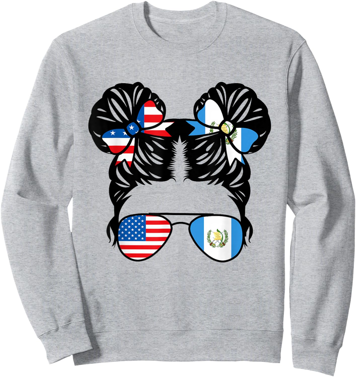 Half American Guatemalan Girl USA Guatemala Flag Patriot Small Sweatshirt - Sweatshirt | Ash