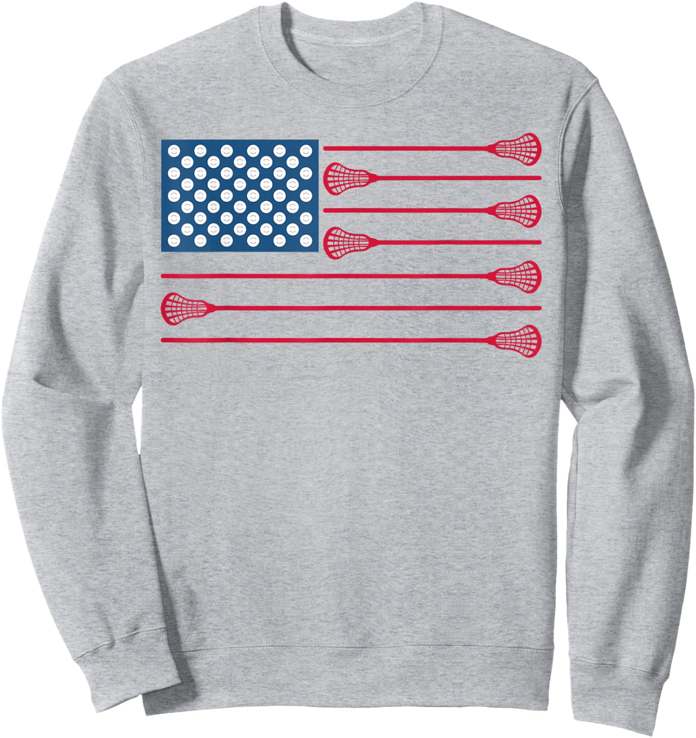 Lacrosse American Flag Cool Lacrosse Family Patriotic Lax Sweatshirt - Sweatshirt | Ash