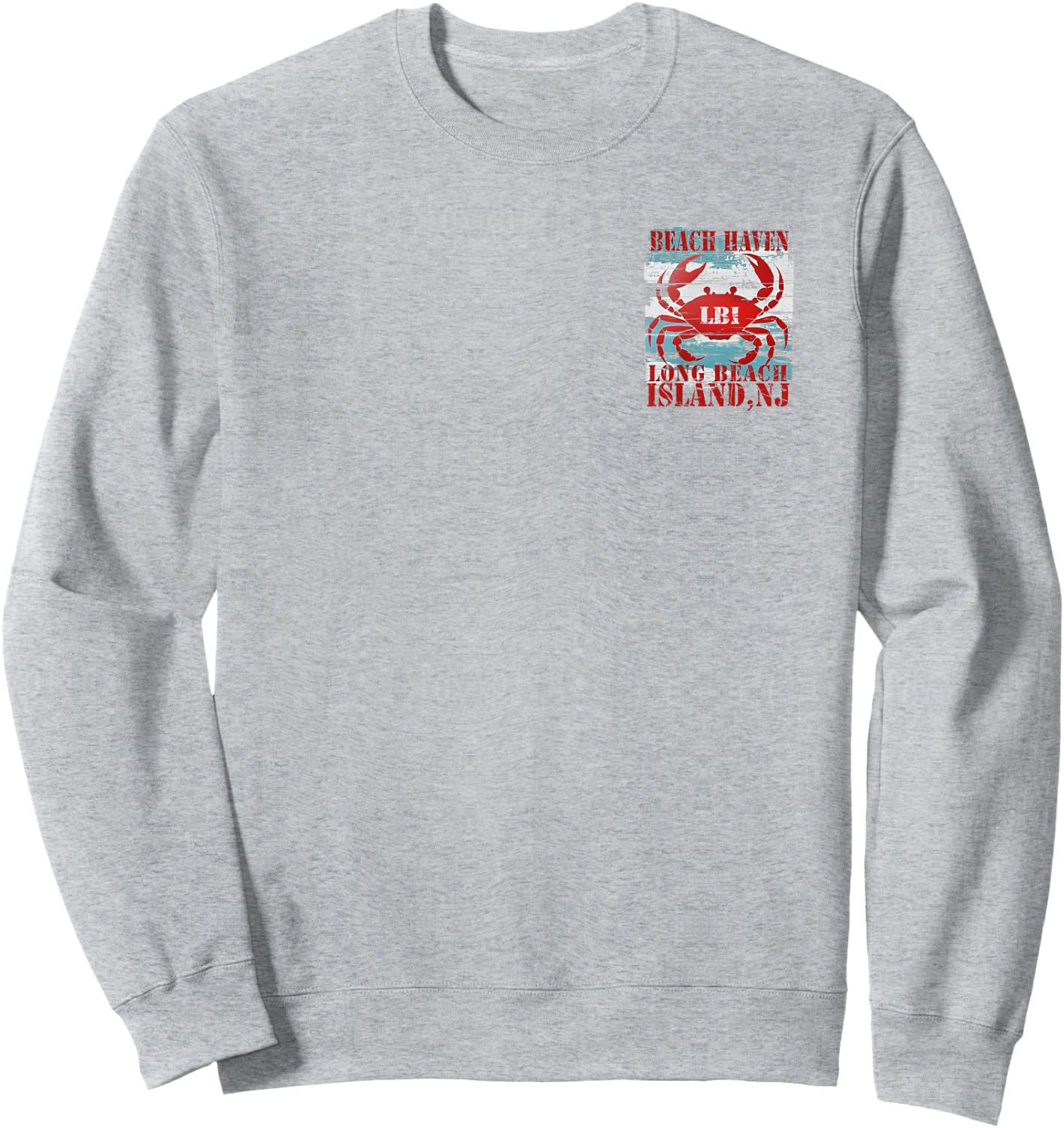 BEACH HAVEN Long Beach Island NJ Nautical Coastal Crab Sweatshirt - Sweatshirt | Ash