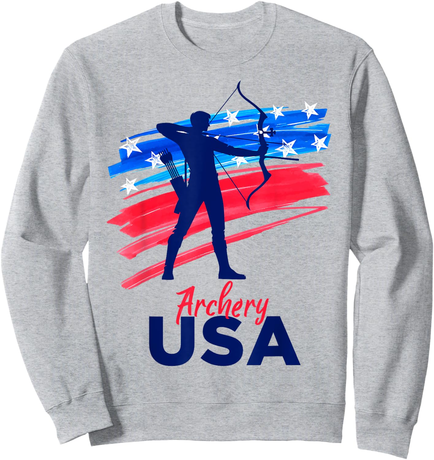 Archery Sport Archer Support Team Flag USA American Sweatshirt - Sweatshirt | Ash
