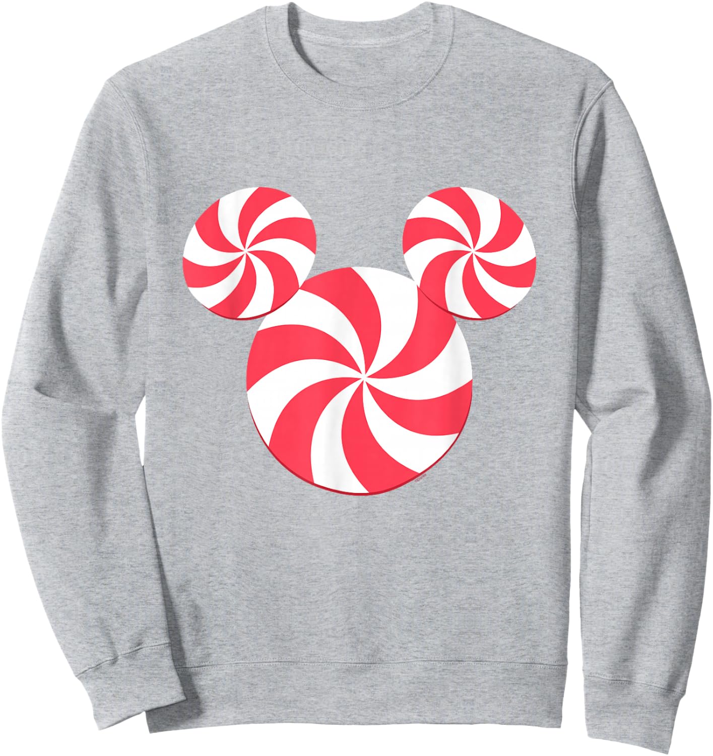 Disney Mickey Mouse Icon Christmas Peppermint Candy Holiday Sweatshirt - Sweatshirt | Ash