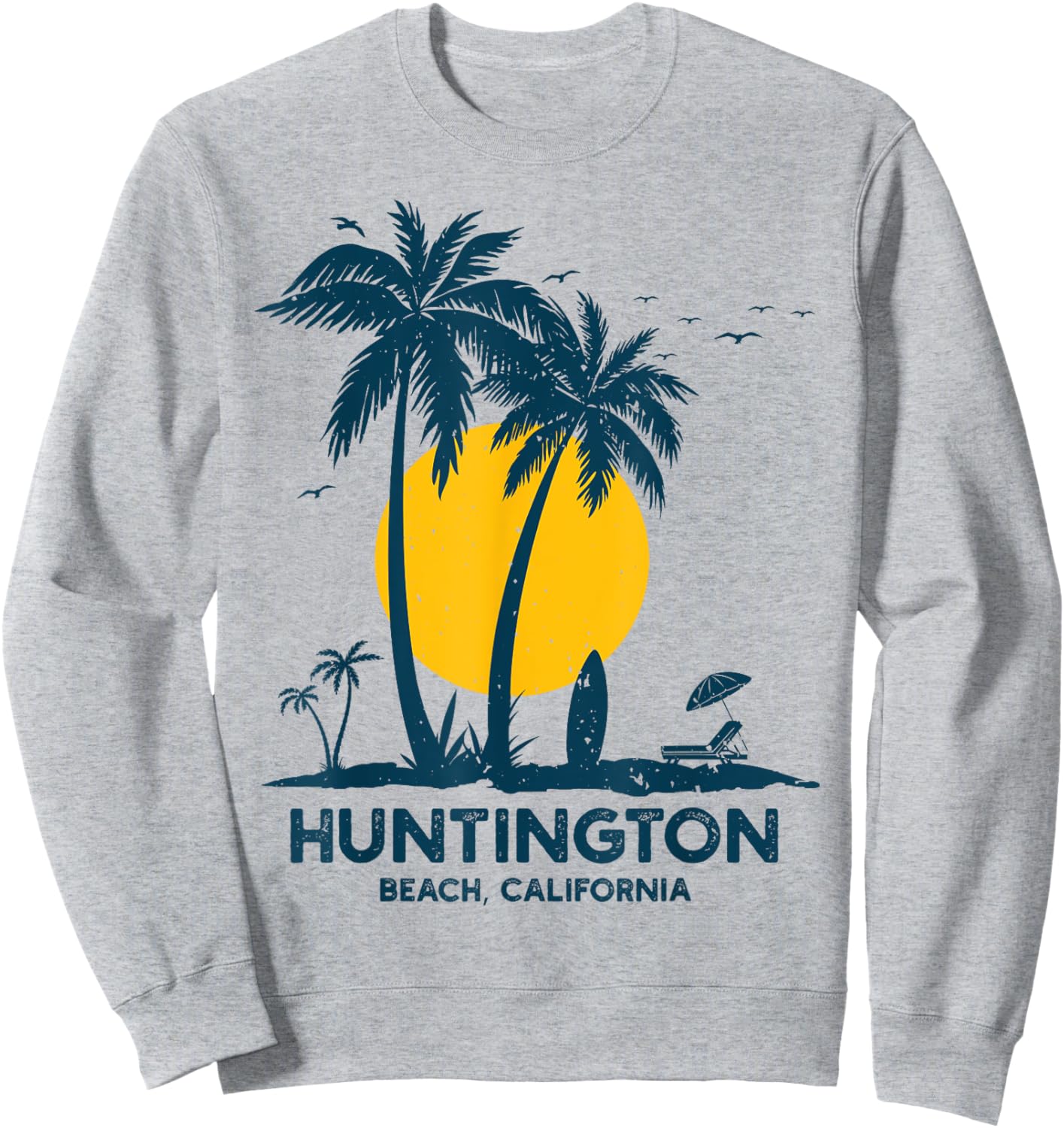 Vintage Huntington Beach California Surfing Retro Surf Sweatshirt - Sweatshirt | Ash