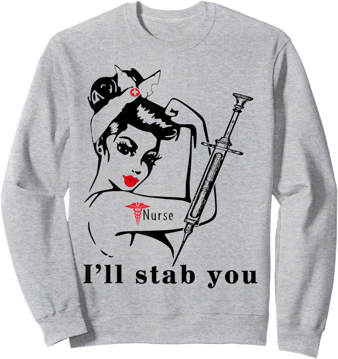 I'll Stab You Nurse Skull Sweatshirt - Sweatshirt | Ash