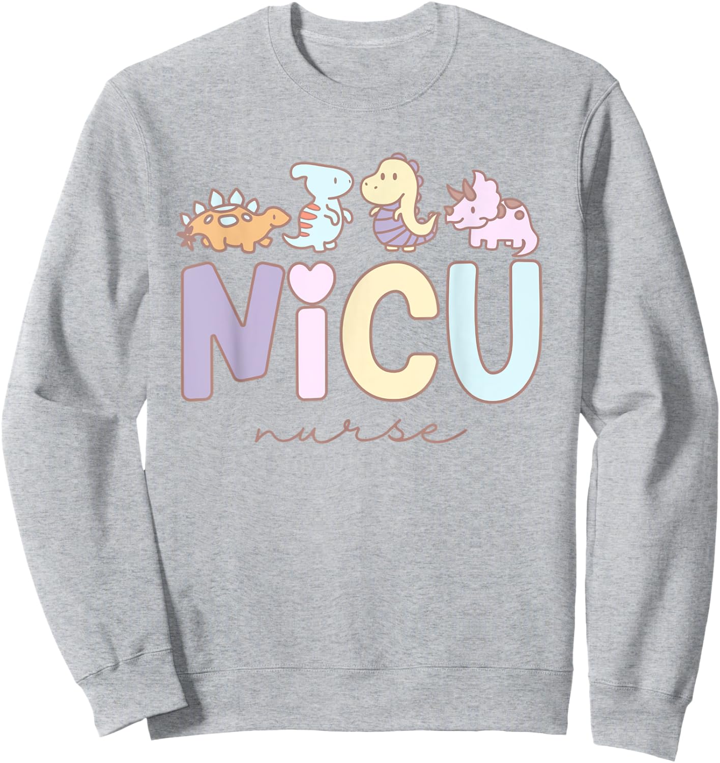 Retro NICU Nurse Dinosaur Neonatal Intensive Care Unit Sweatshirt - Sweatshirt | Ash