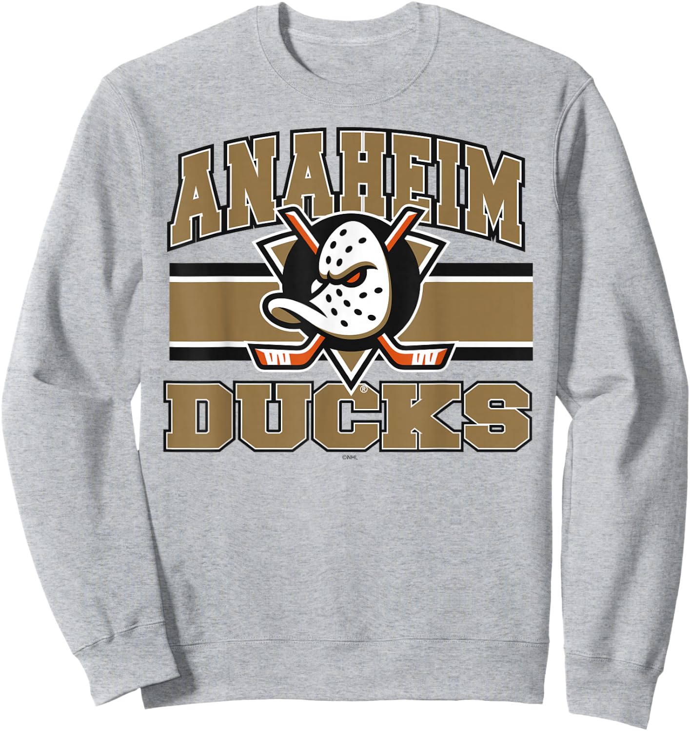 Anaheim Ducks Stripe Orange Officially Licensed Sweatshirt - Sweatshirt | Ash